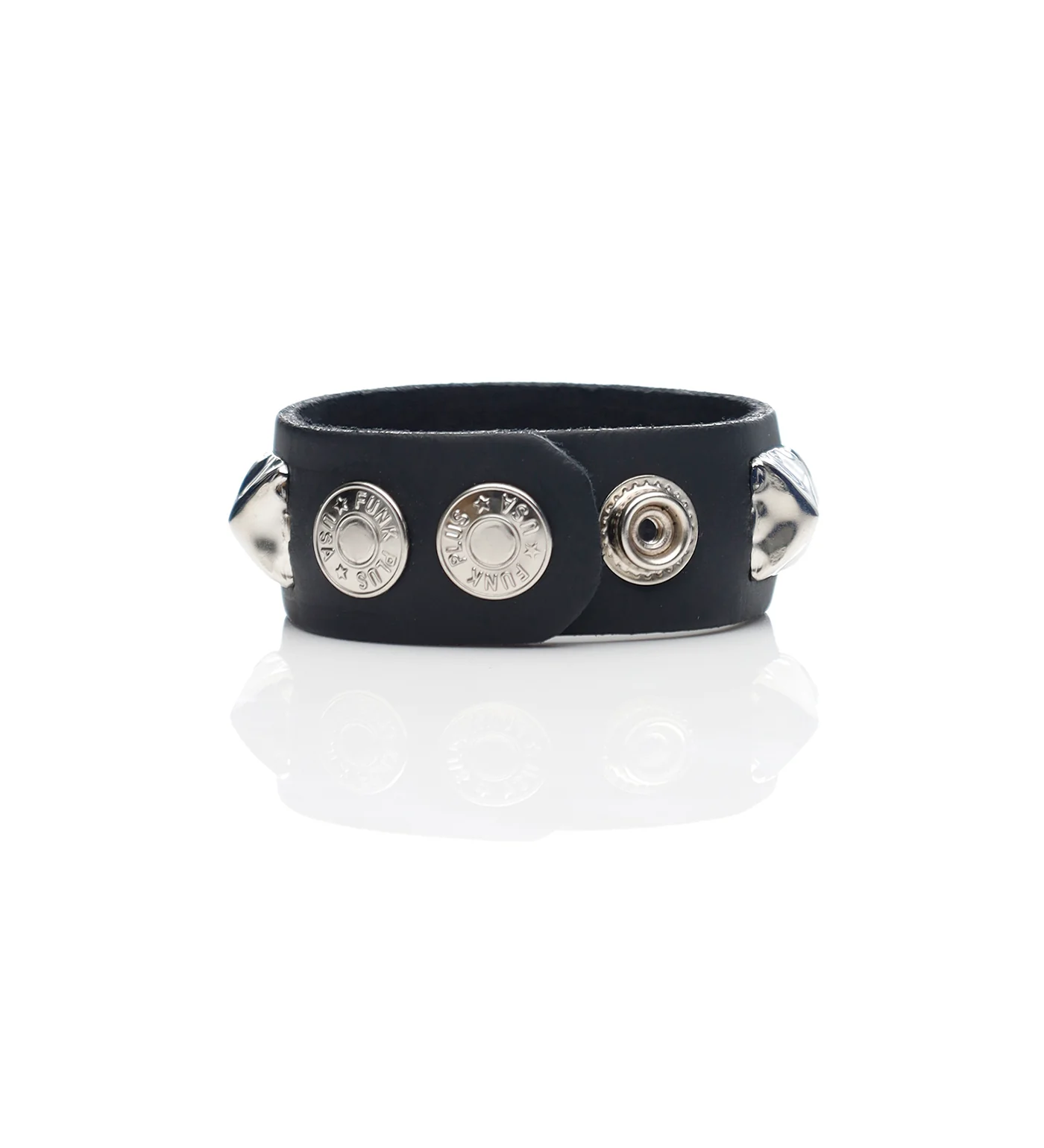 1 Row 5/8" Pyramid Stud  Bracelet, Black/Silver - Image 2