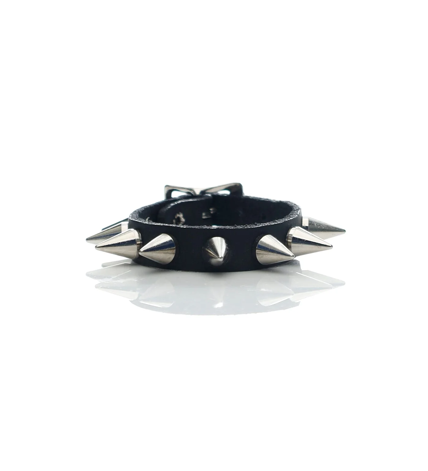 1 Row Cone Spike  Bracelet, Black/Silver