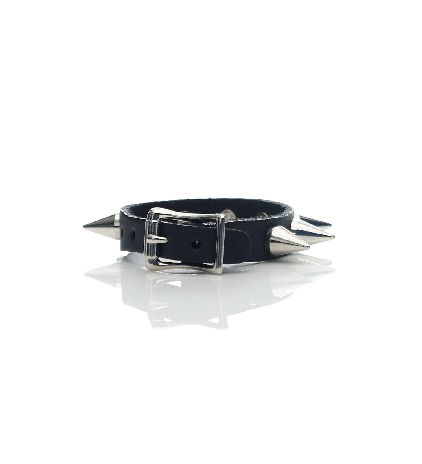 1 Row Cone Spike  Bracelet, Black/Silver - Image 2