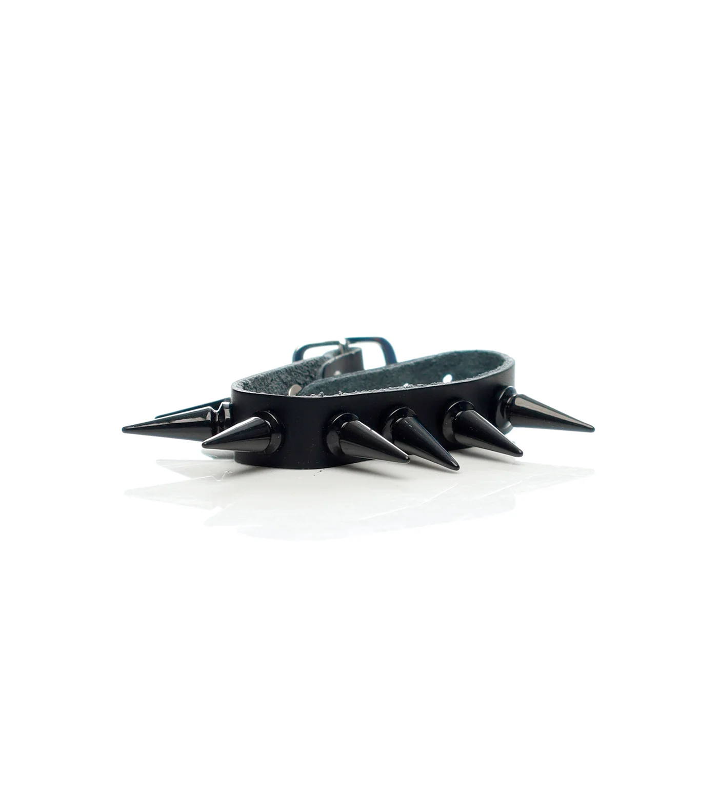 1 Row Tall Spikes PU Leather Wristband, Black