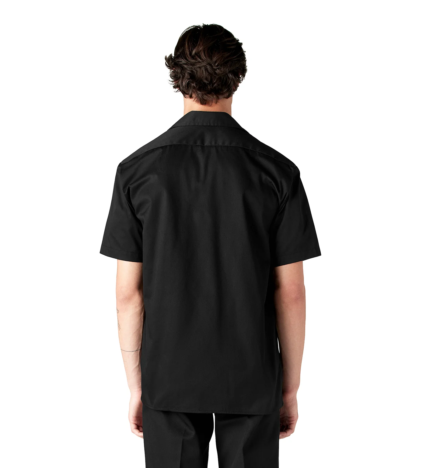 1574 S/S Button Front Solid Work Shirt, Black - Image 2
