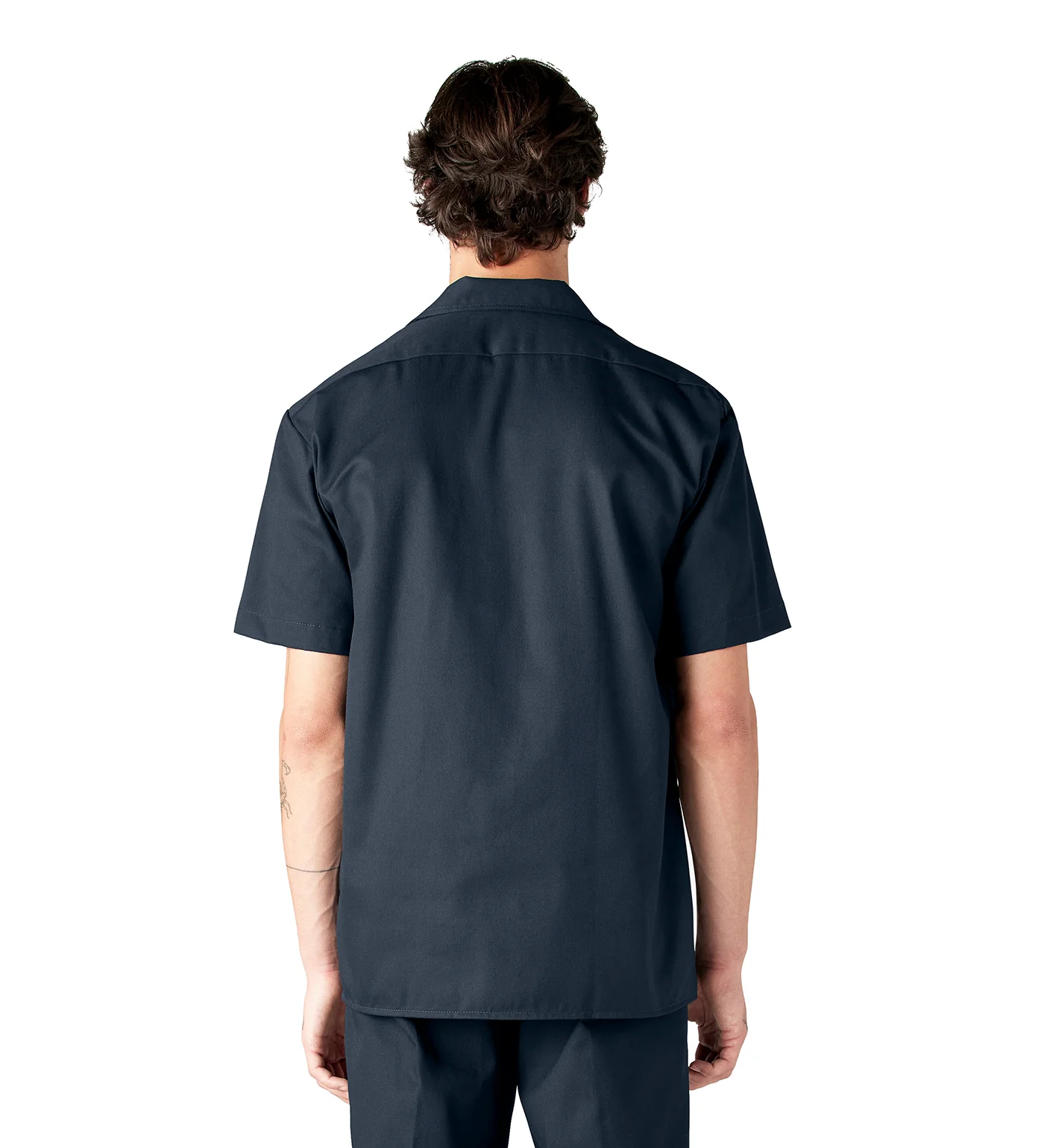 1574 S/S Button Front Solid Work Shirt, Navy - Image 2