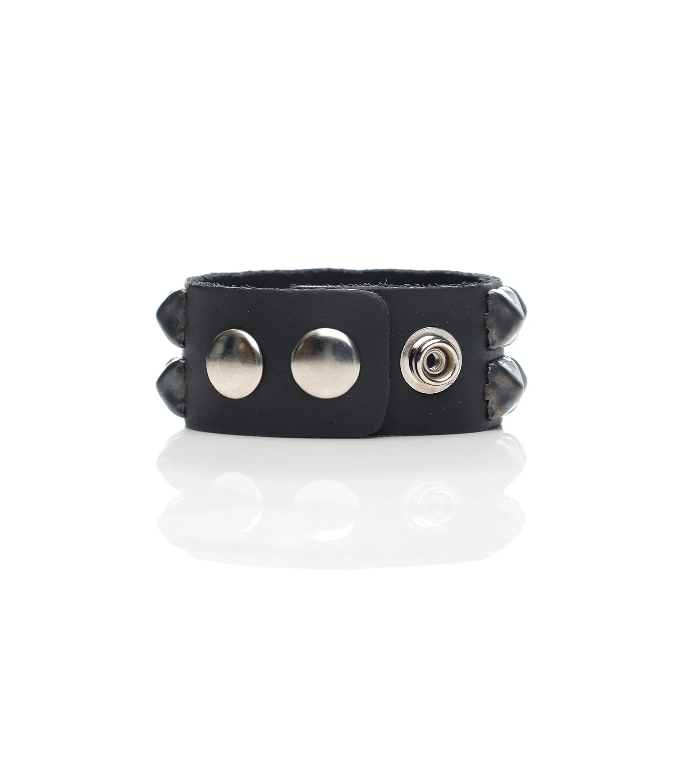 2 Row 1/2" Black Pyramid Snap Bracelet, Black/Black - Image 2