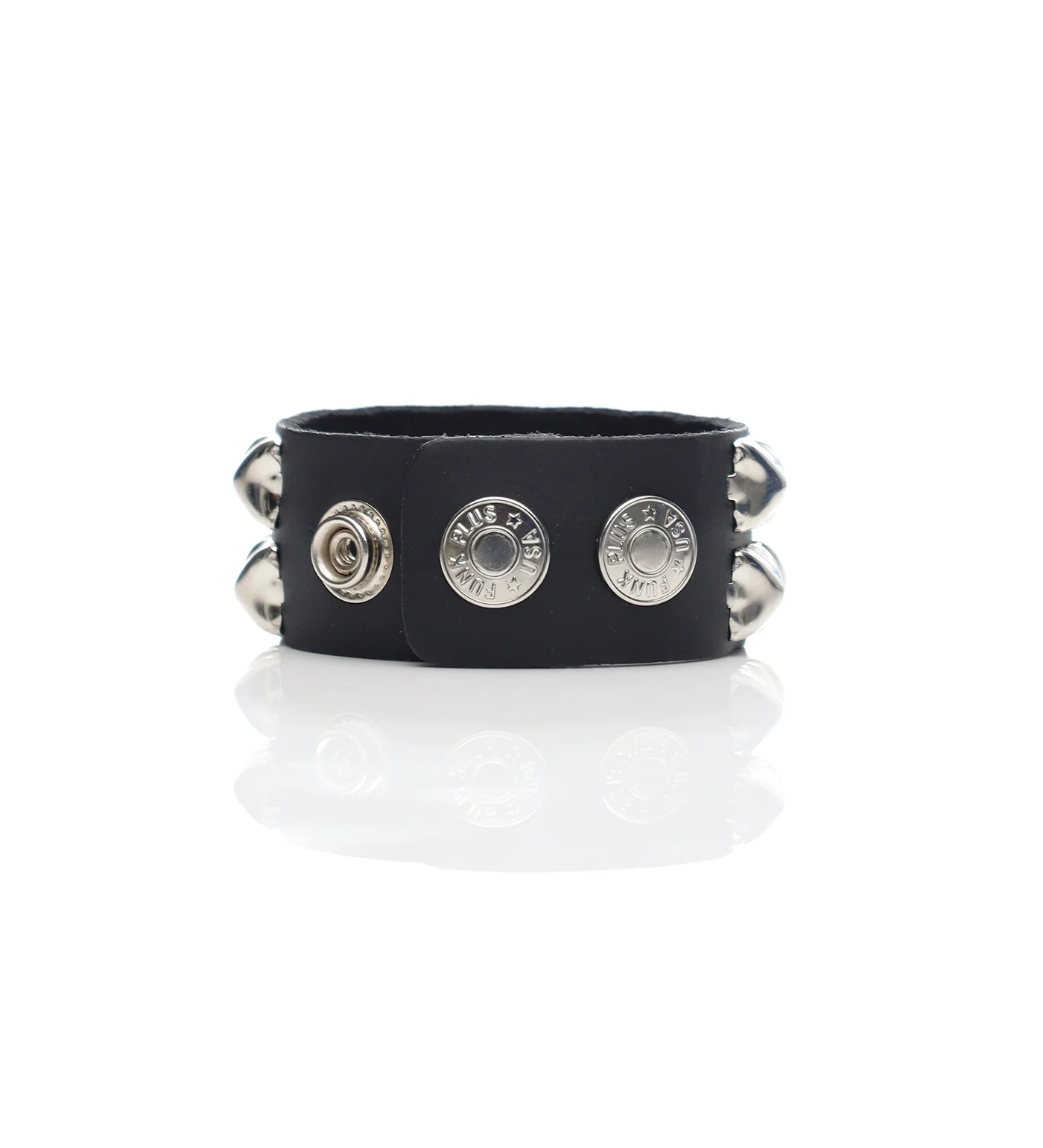 2 Row 1/2" Pyramid Snap Bracelet, Black/Silver - Image 2