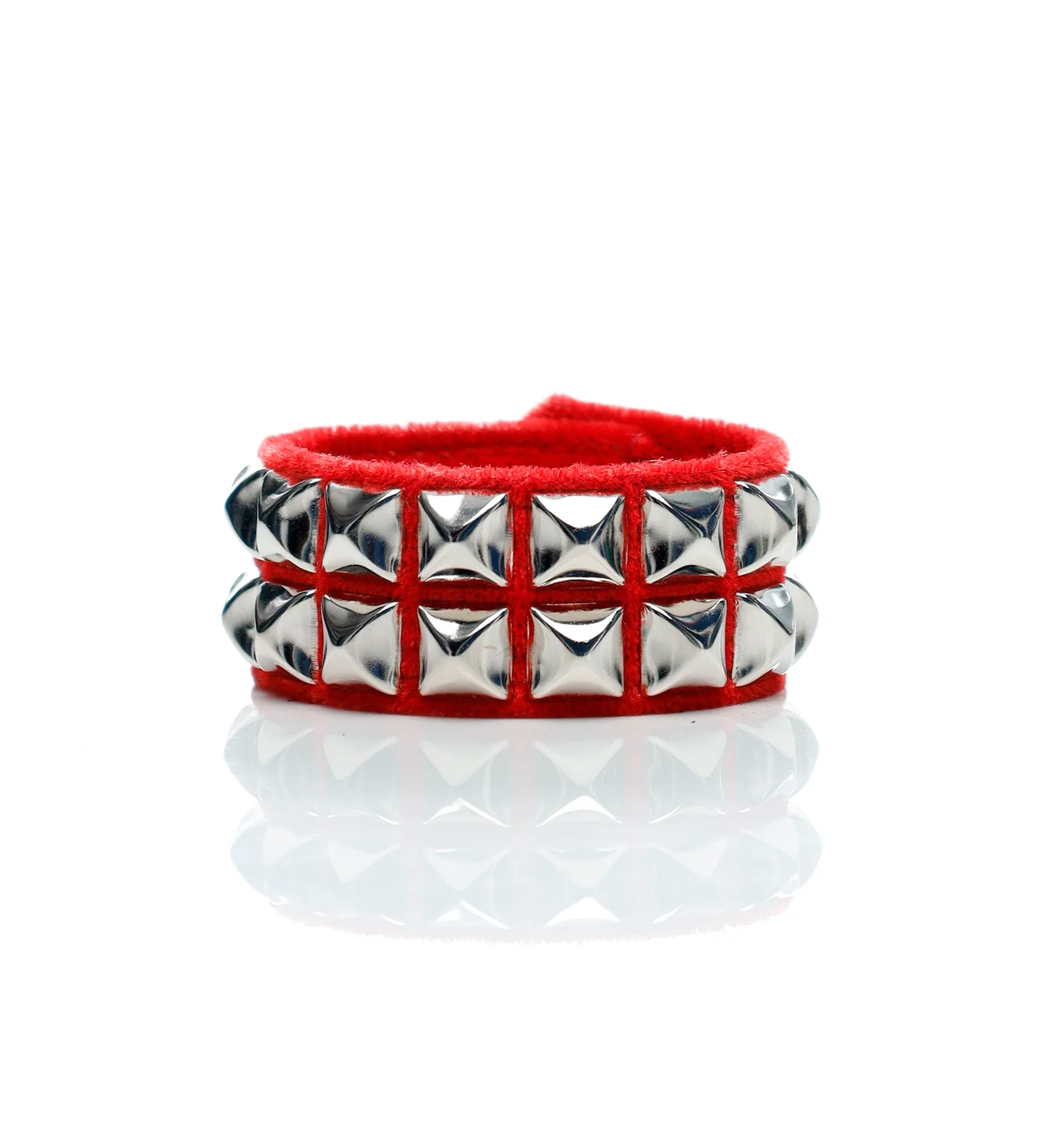 2 Row 1/2" Pyramid Snap Bracelet, Red Velvet