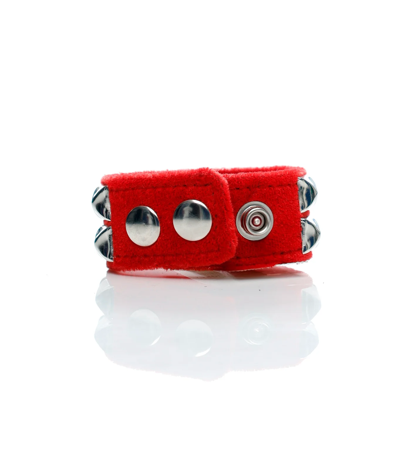 2 Row 1/2" Pyramid Snap Bracelet, Red Velvet - Image 2