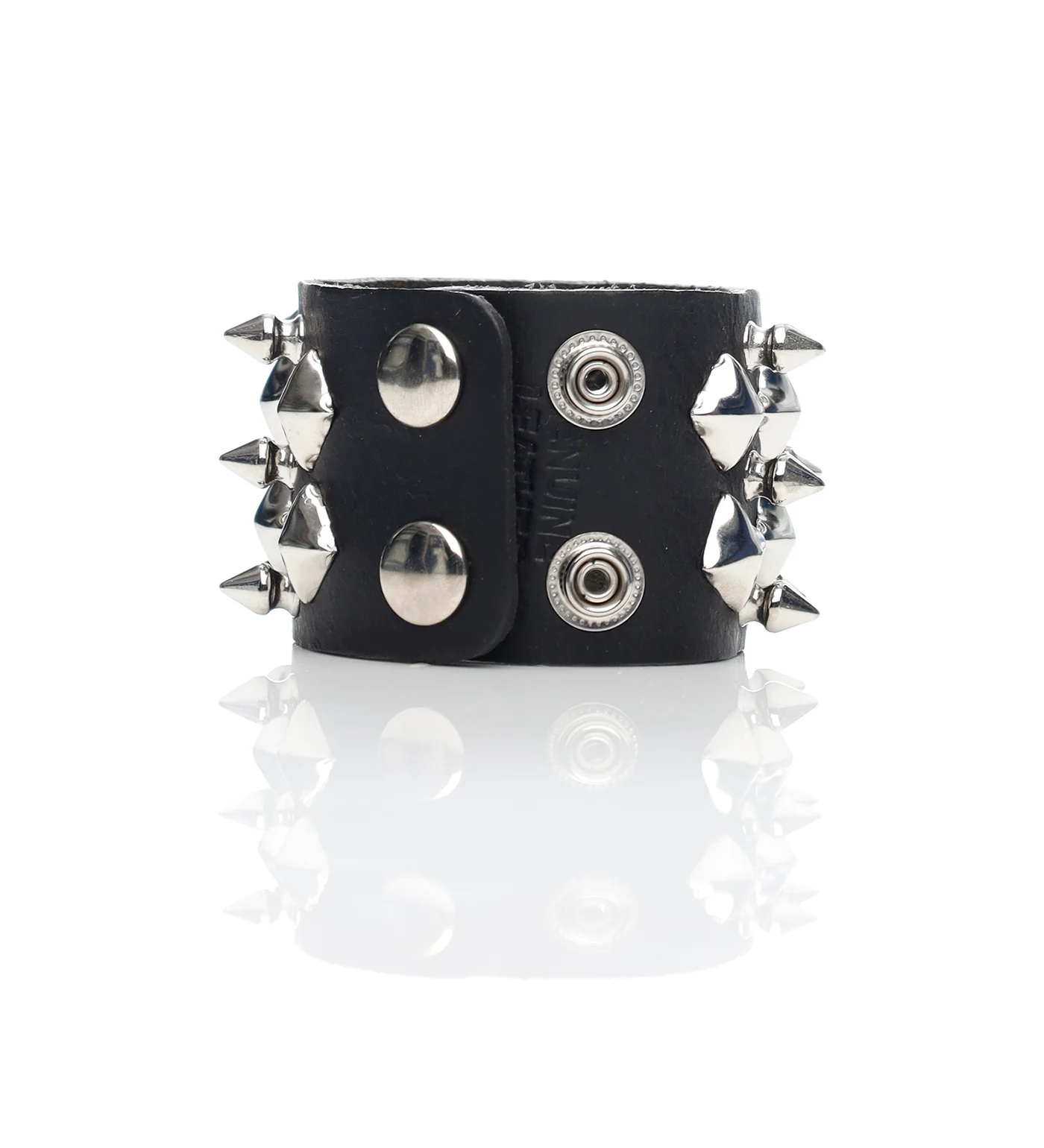 2-Row Pyramid/Spike Bracelet RSP-3, Black - Image 2