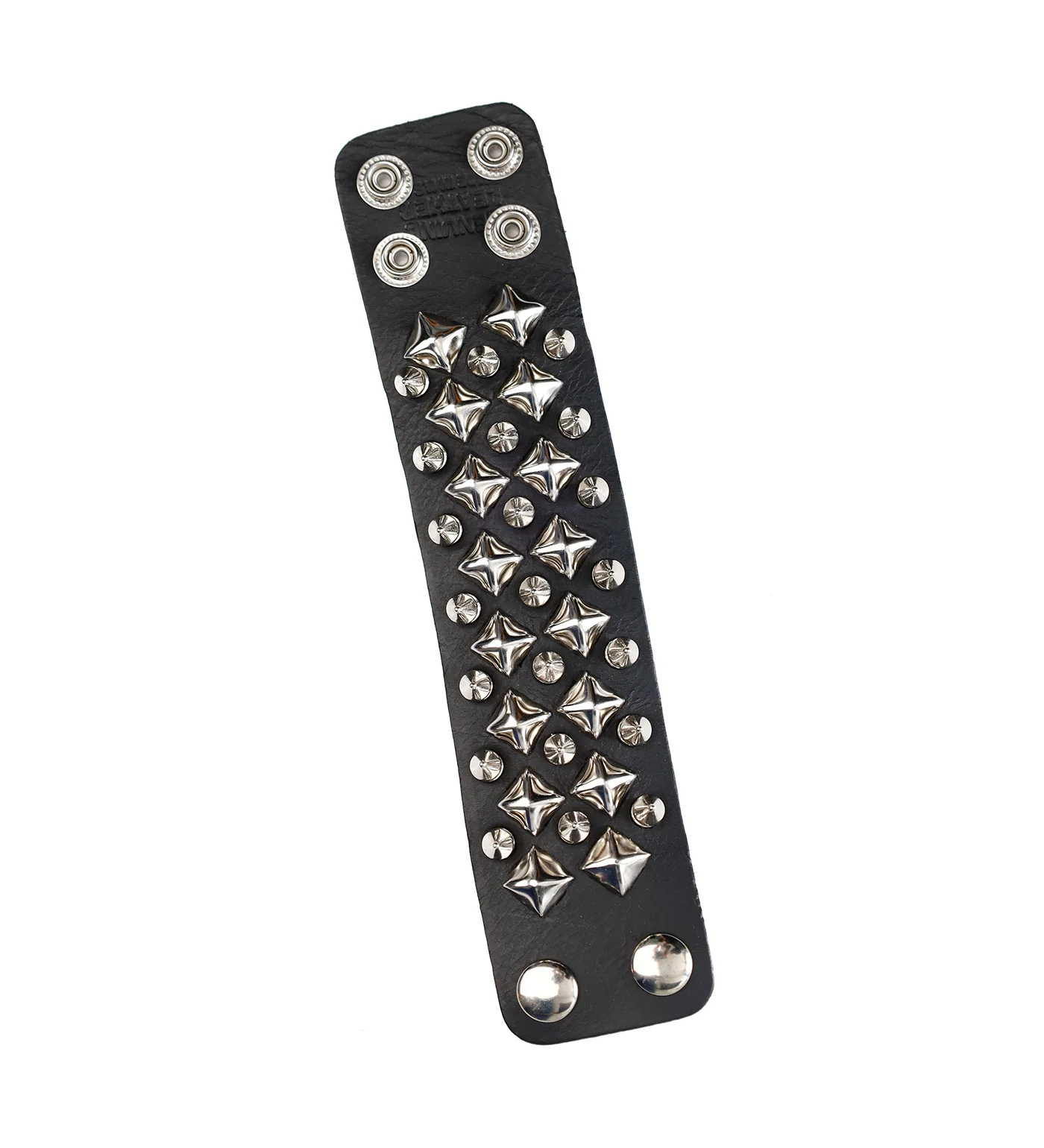 2-Row Pyramid/Spike Bracelet RSP-3, Black - Image 3