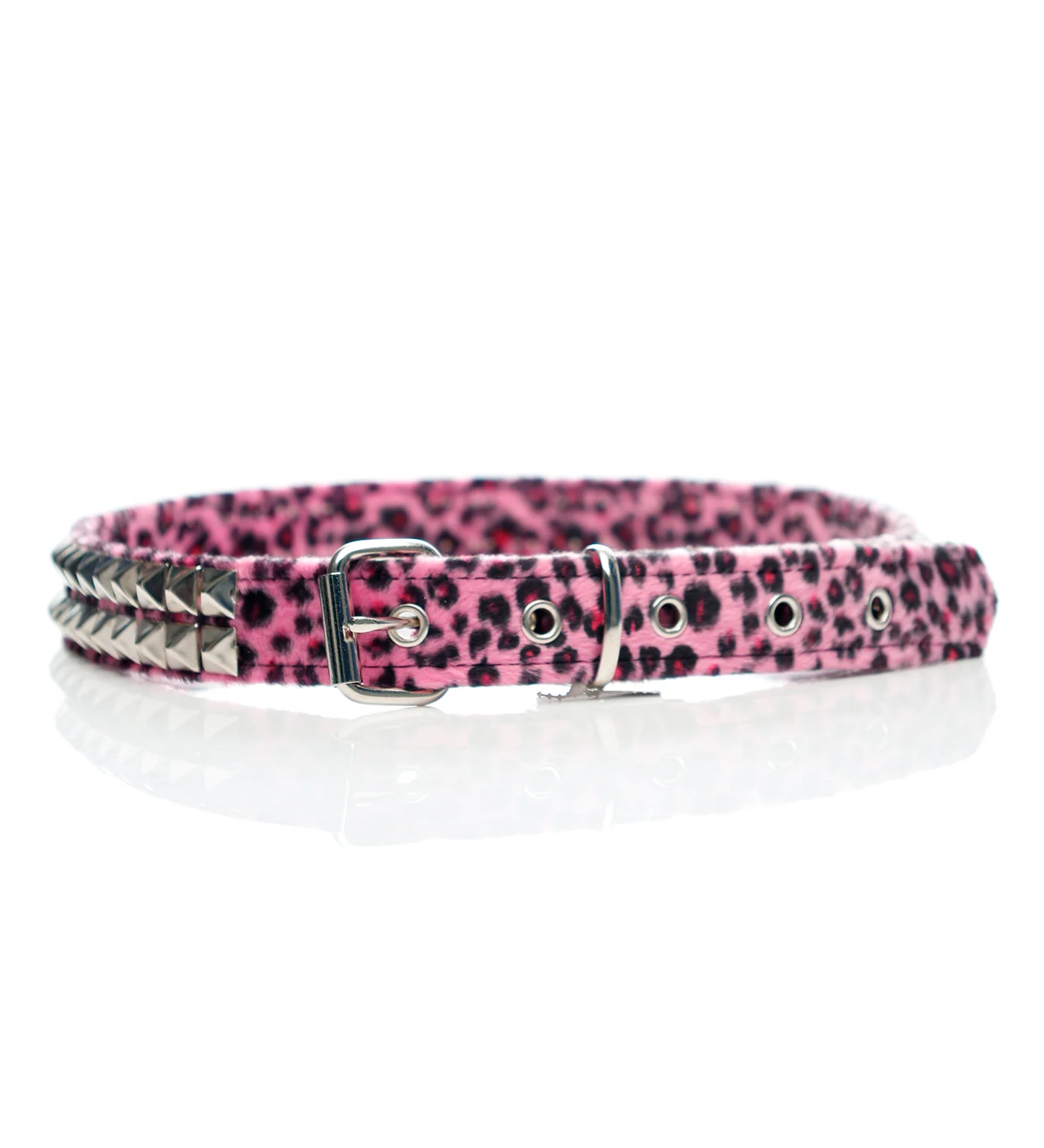 2 Row Pyramid Studs, Fuzzy Pink Leopard - Image 2
