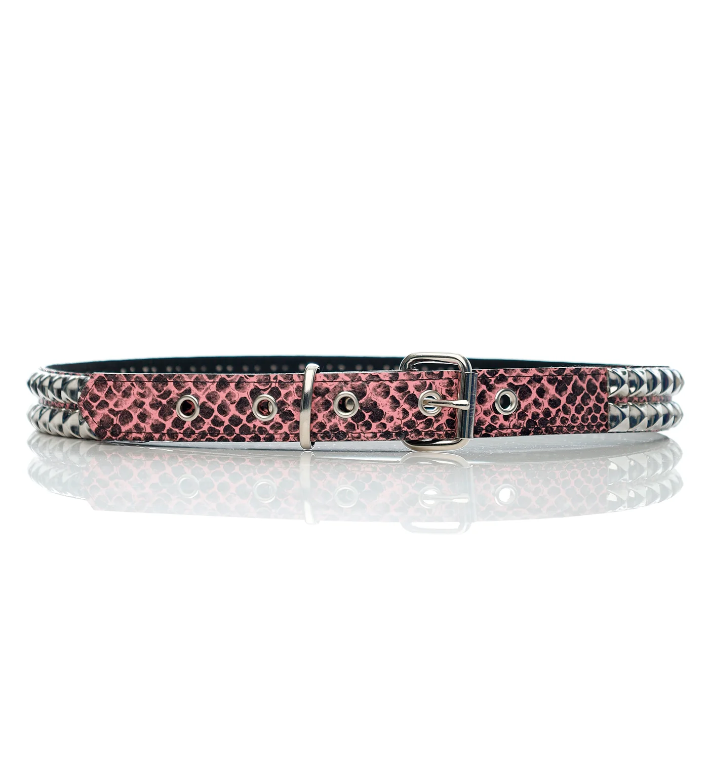 2 Row Pyramid Studs, Pink Snake Skin - Image 2