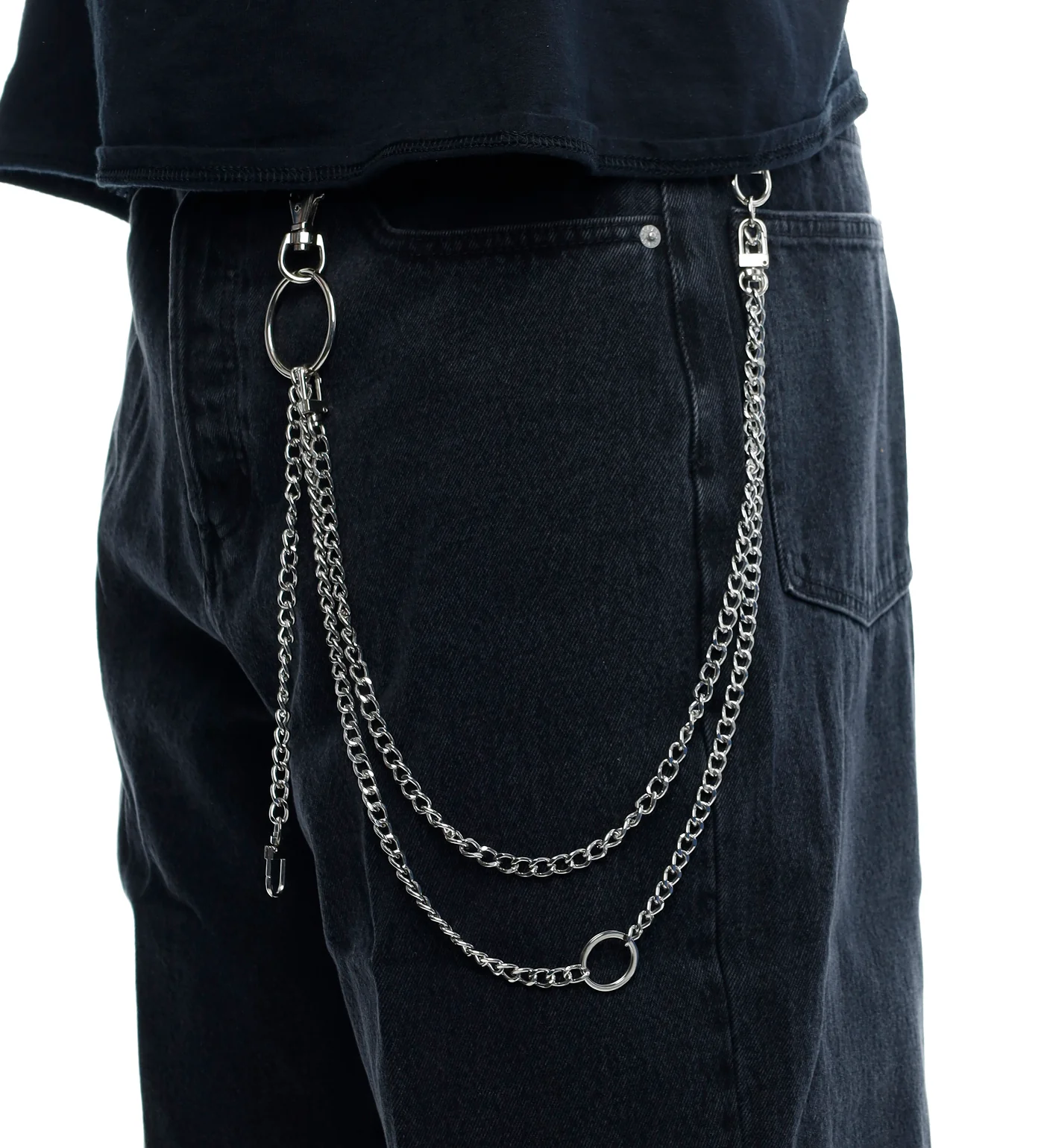 23'' to 28'' Triple Wallet Chain, Silver - Image 2