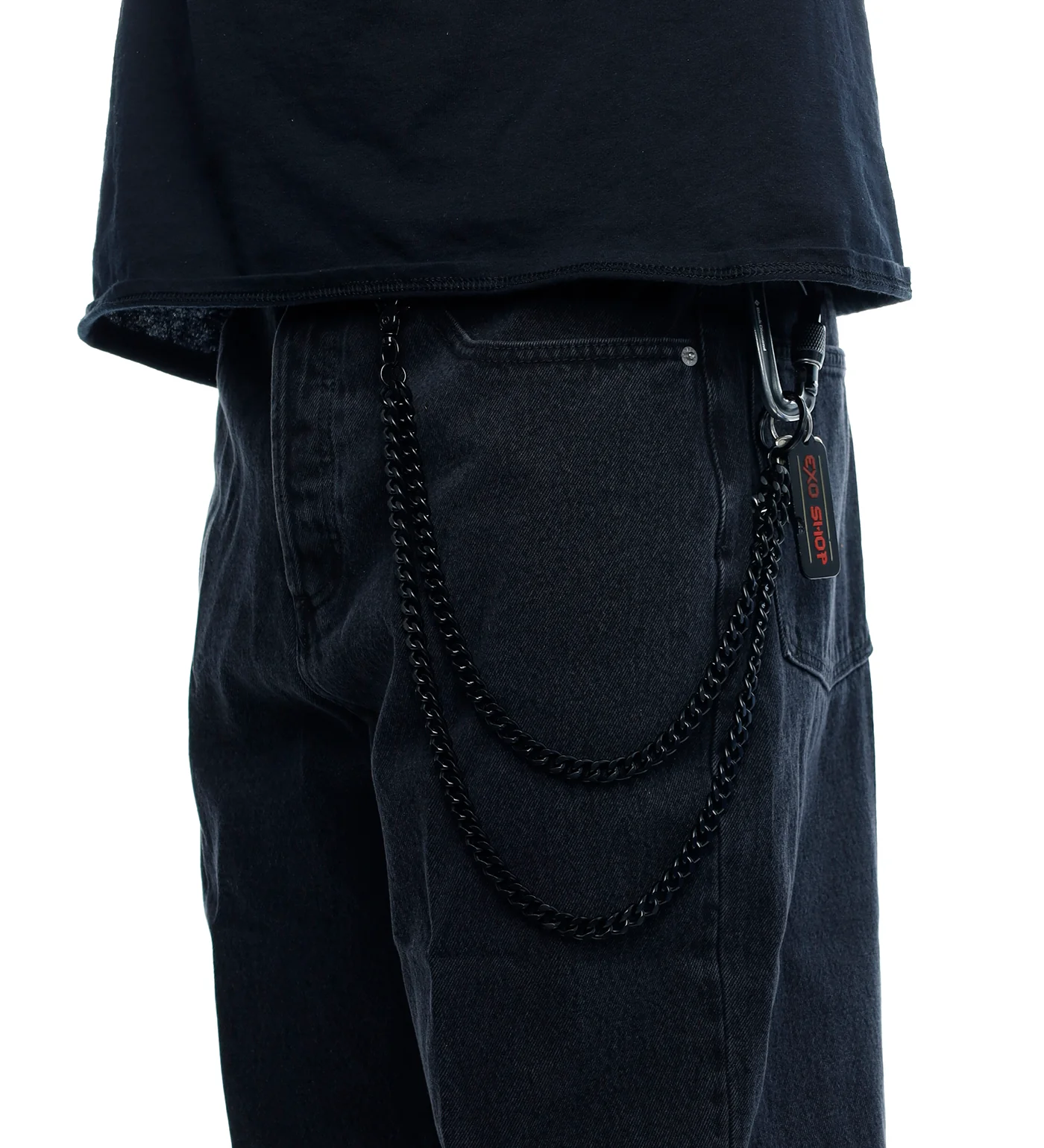24'' Double Hook Chain Wallet, Black - Image 2