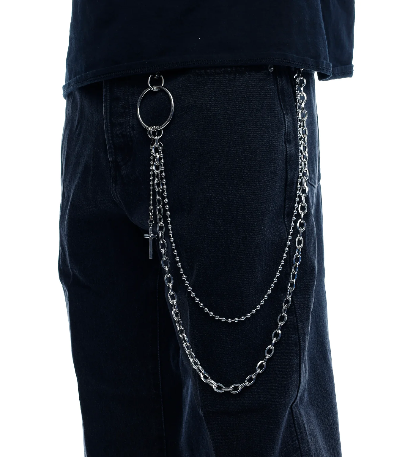 25'' to 30 '' Triple Link Wallet Chain, Silver - Image 2