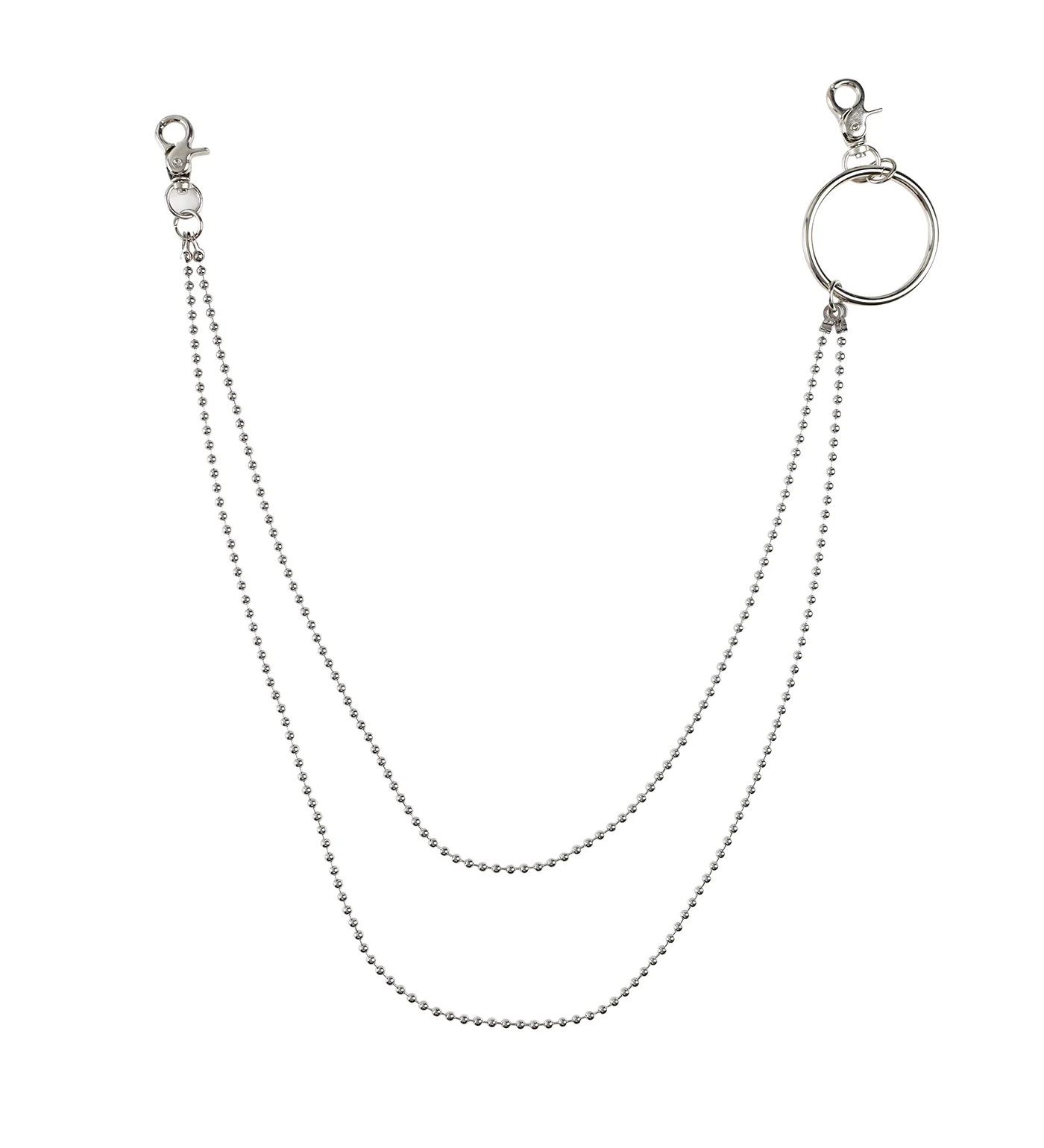 28" Double Bead Wallet Chain, Silver