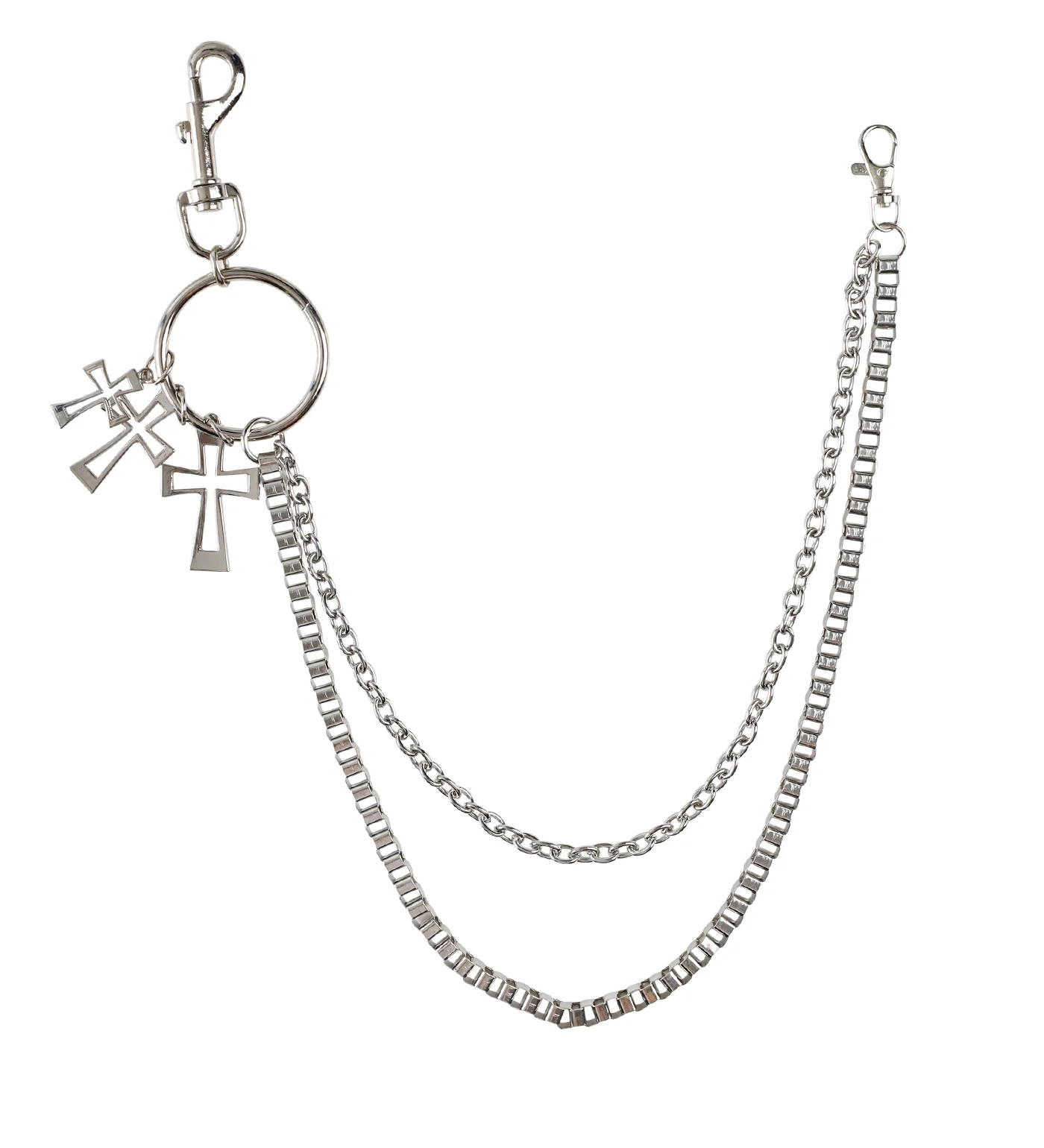 3 Crossed Wallet Chain, Silver