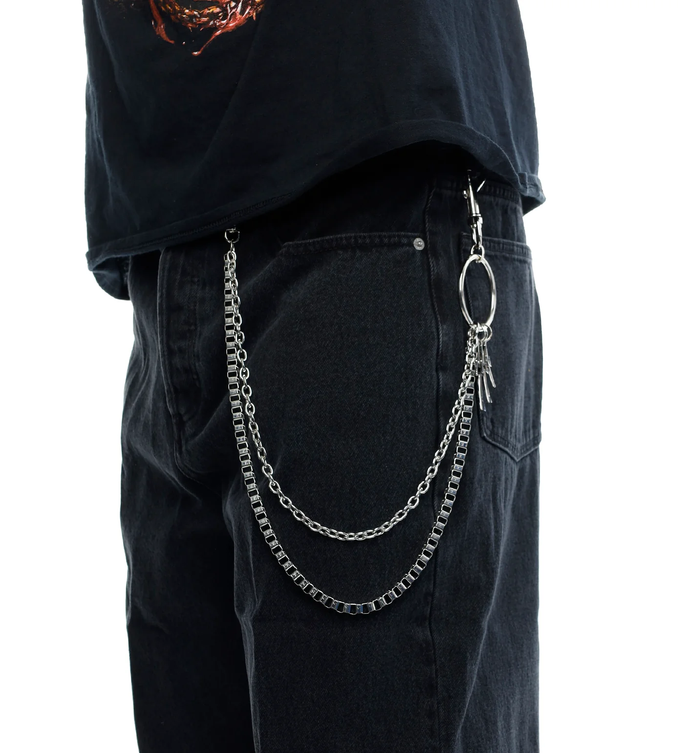 3 Crossed Wallet Chain, Silver - Image 2