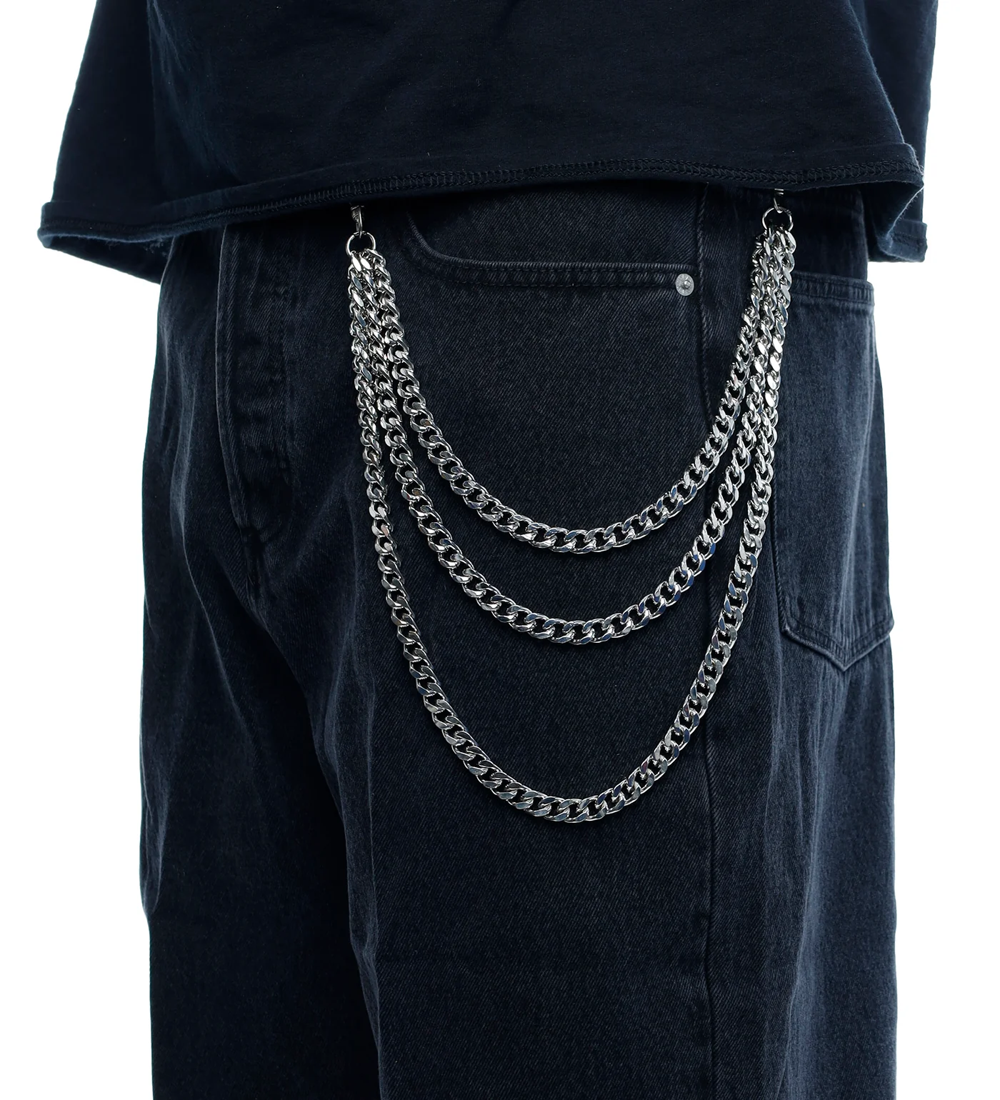3 Piece Link Chain Wallet, Silver - Image 2