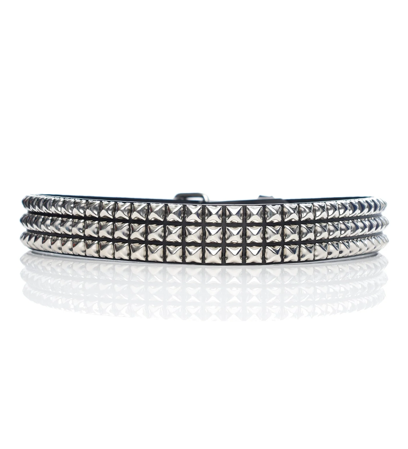 3 Row Pyramid Studs, Black/Silver