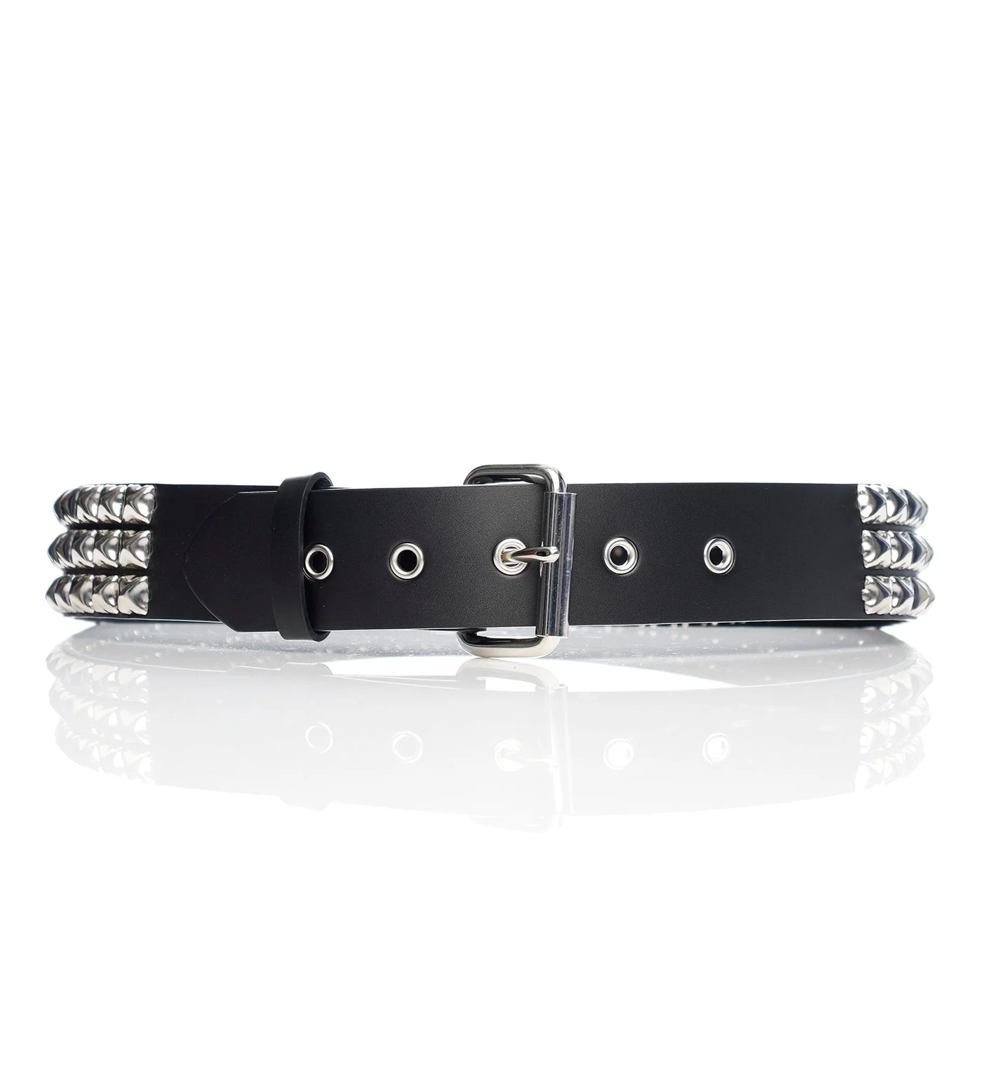 3 Row Pyramid Studs, Black/Silver - Image 2