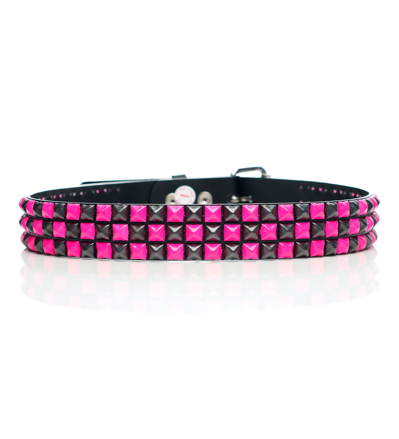 3 Row Pyramid Studs, Chekered Black/Pink