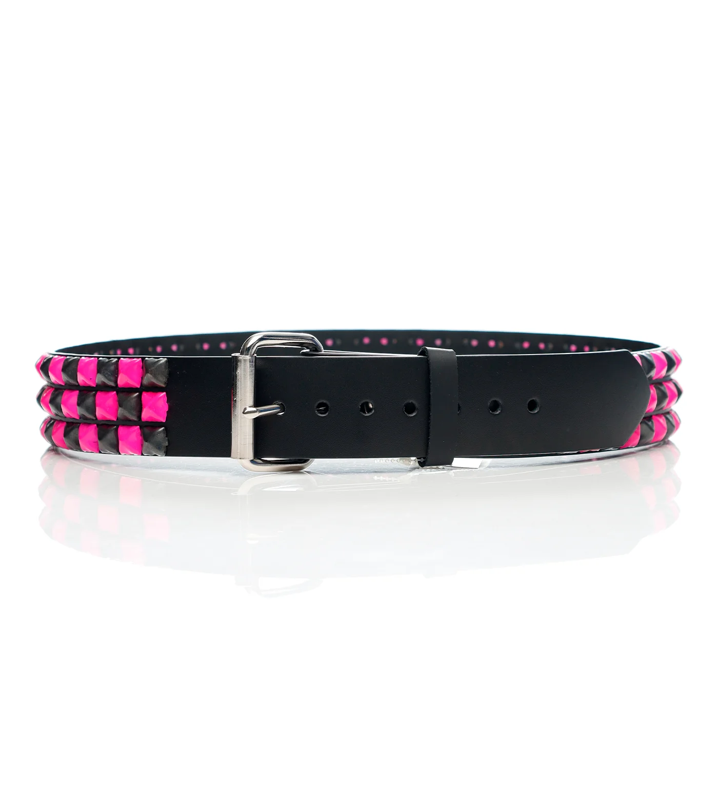 3 Row Pyramid Studs, Chekered Black/Pink - Image 2