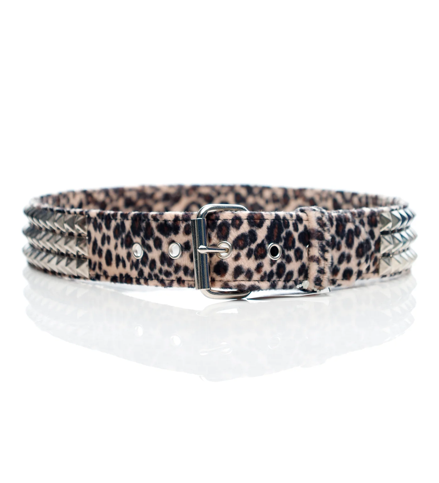 3 Row Pyramid Studs, Fuzzy Brown Leopard - Image 2