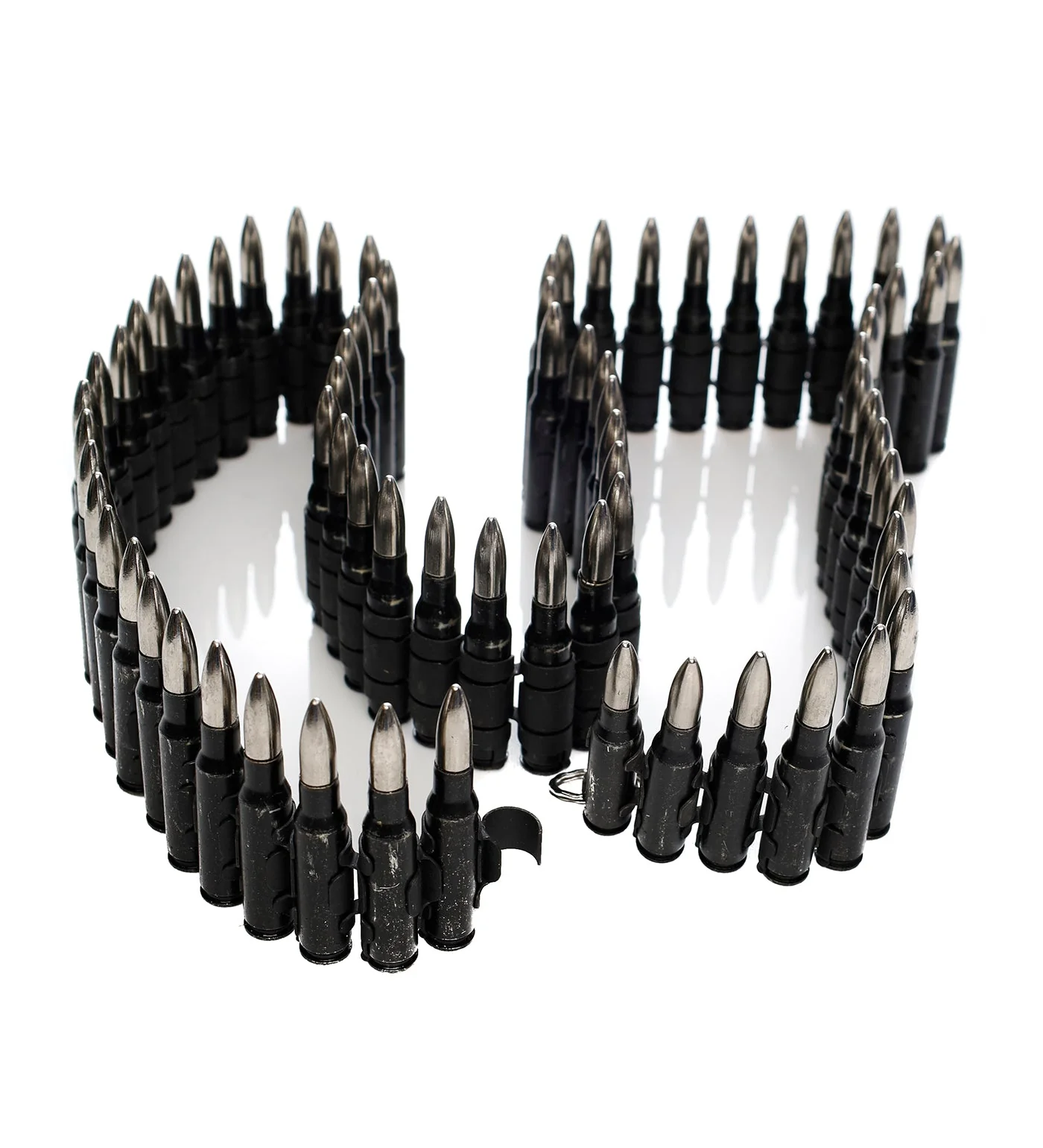 .308 Bullet Belt 42", Black Shell/Nickel Tip/Black links