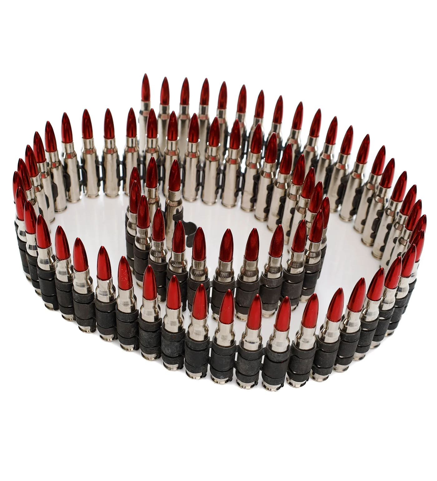 .308 Bullet Belt 42", Nickel Shell/Red Tip/Black links