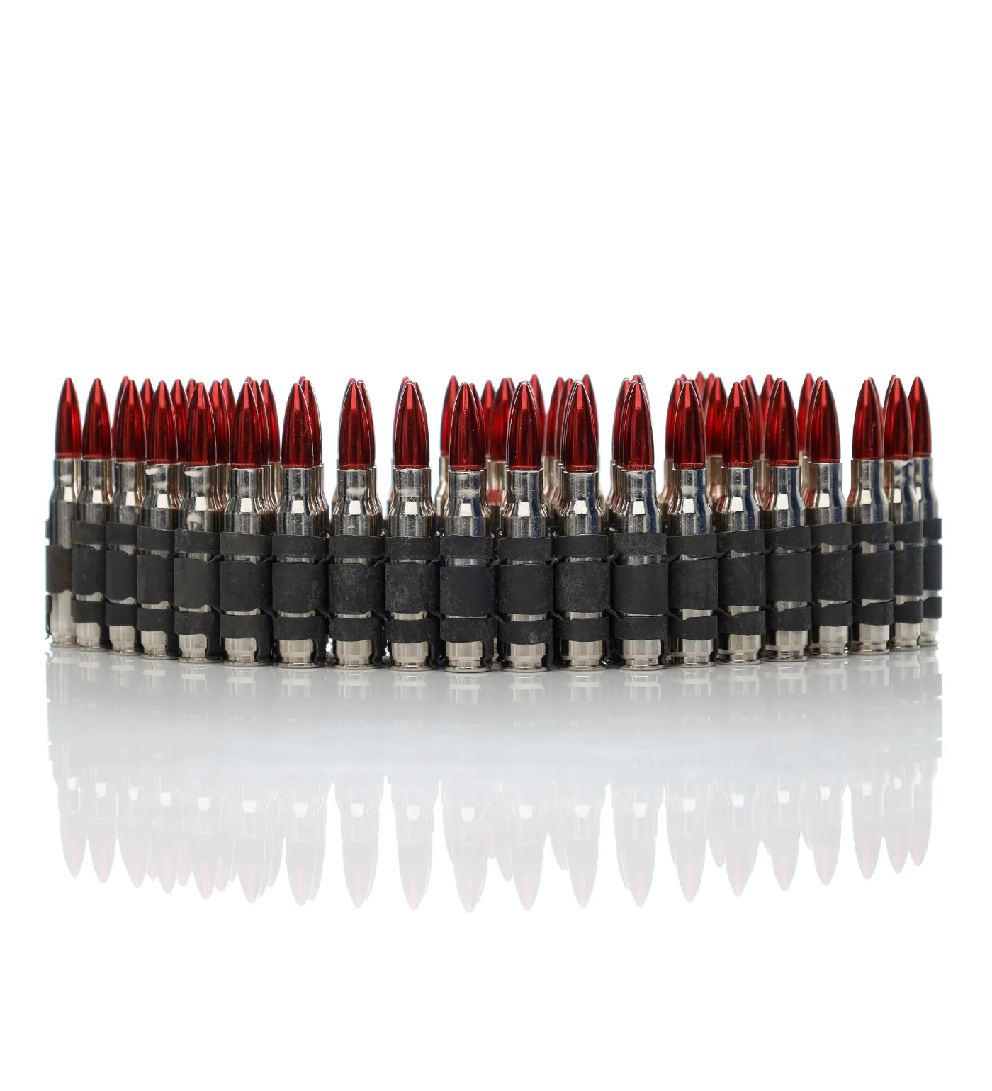 .308 Bullet Belt 42", Nickel Shell/Red Tip/Black links - Image 2