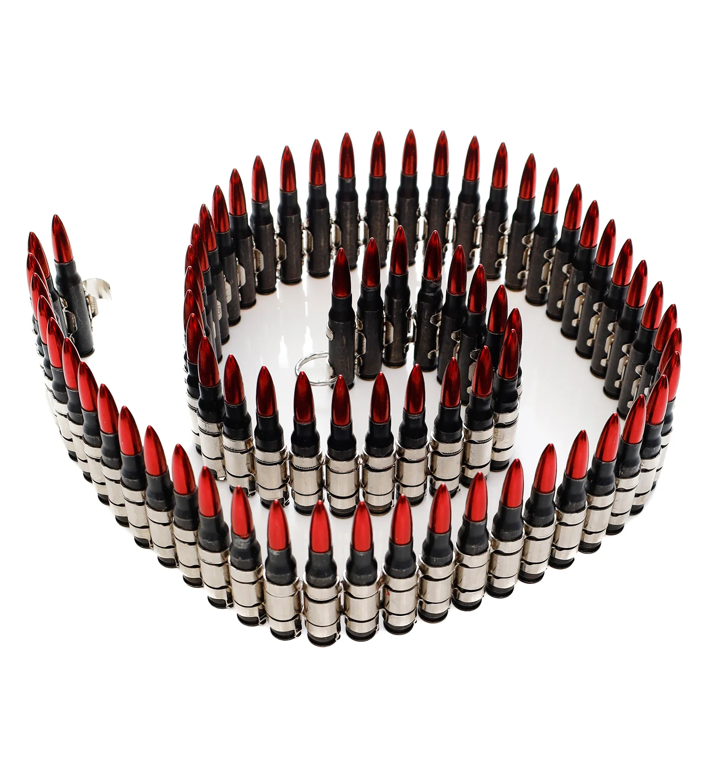 .308 Bullet Belt 42", Black Shell/Red Tip/Nickel links