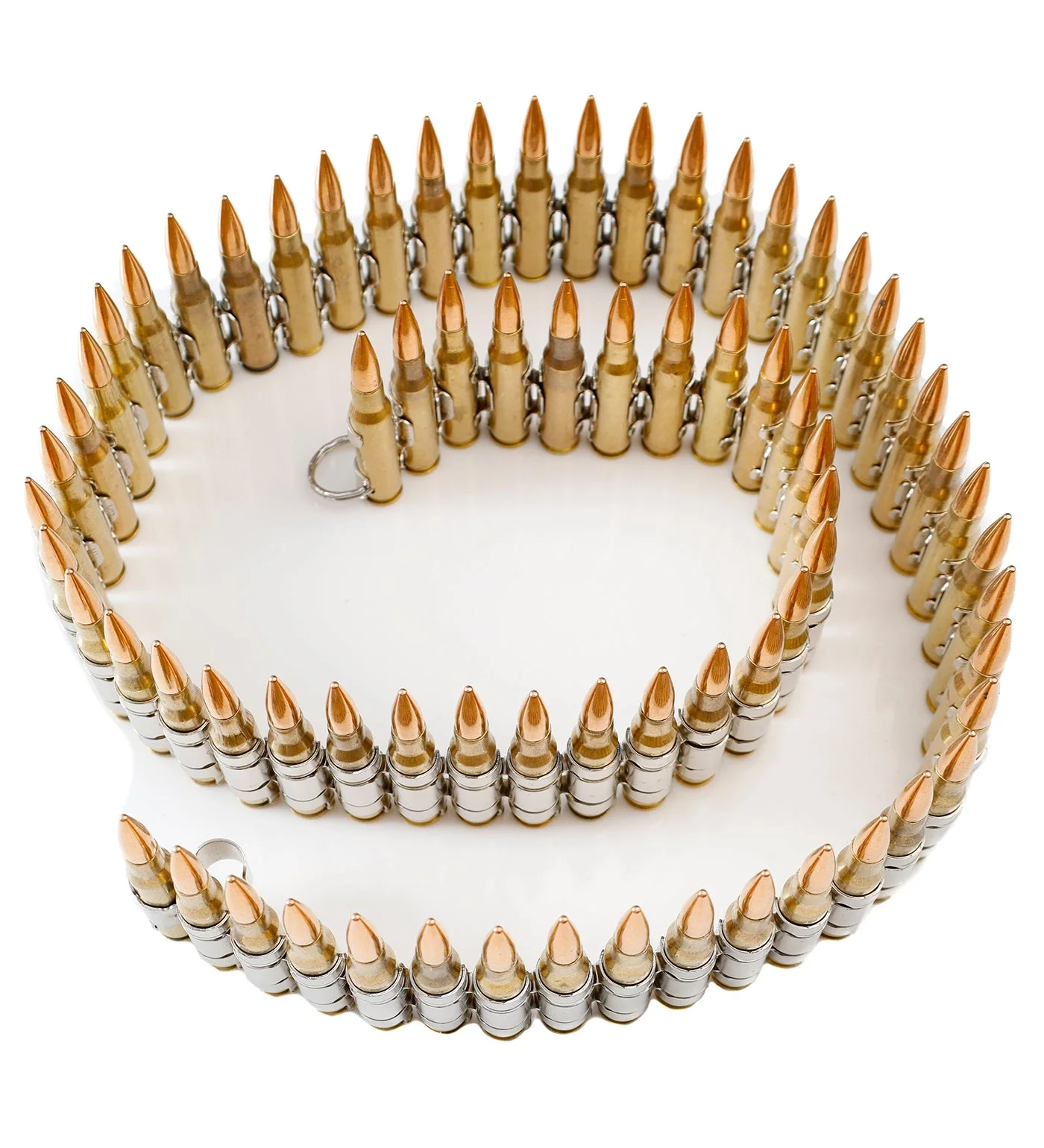 .308 Bullet Belt 42", Brass Shell/Cooper Tips/Nickel Links