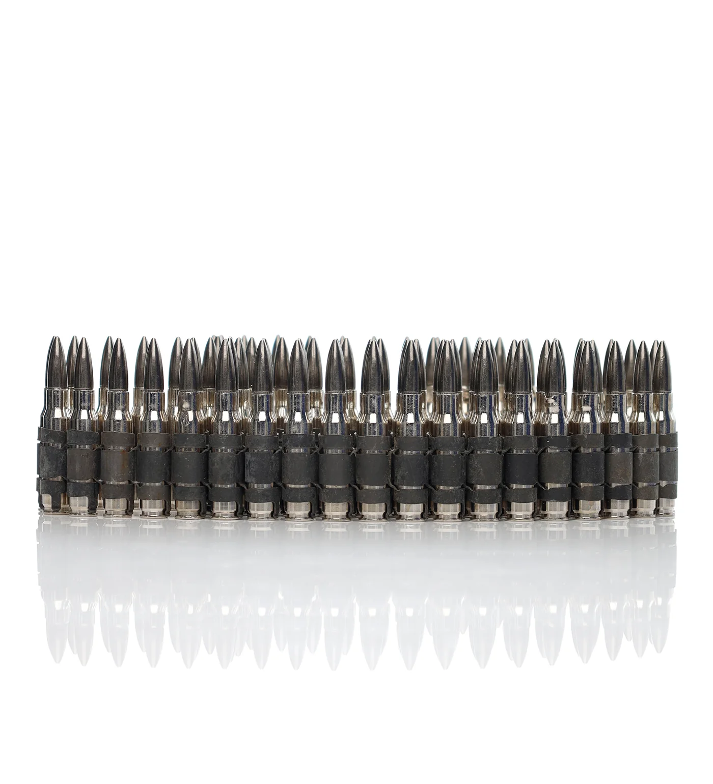 .308 Bullet Belt 42", Nickel Plated Shell/Gun Metal Tips/Black links - Image 2