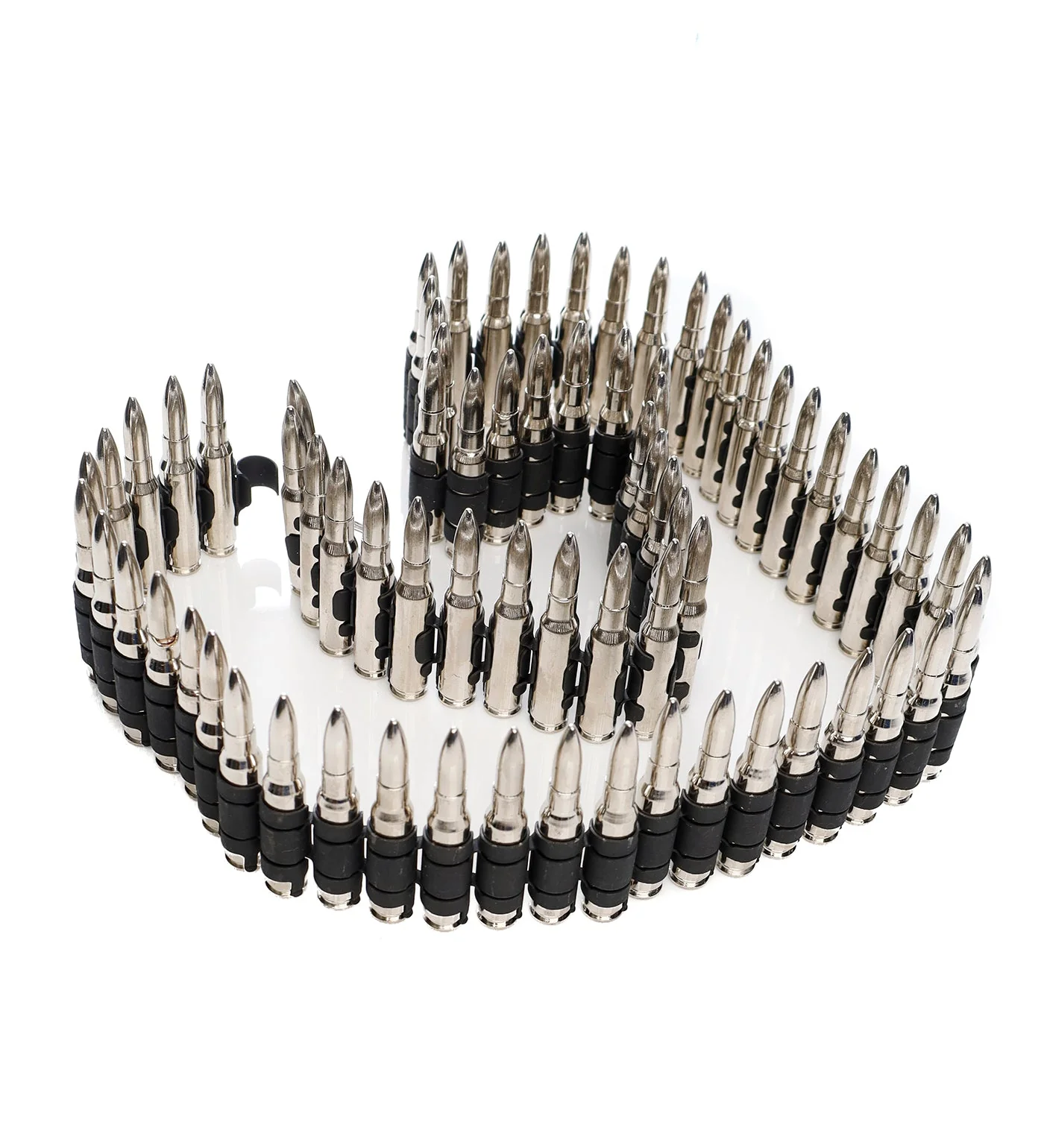 .308 Bullet Belt 42", Nickel Plated Shell/Nickel Tips/Black links