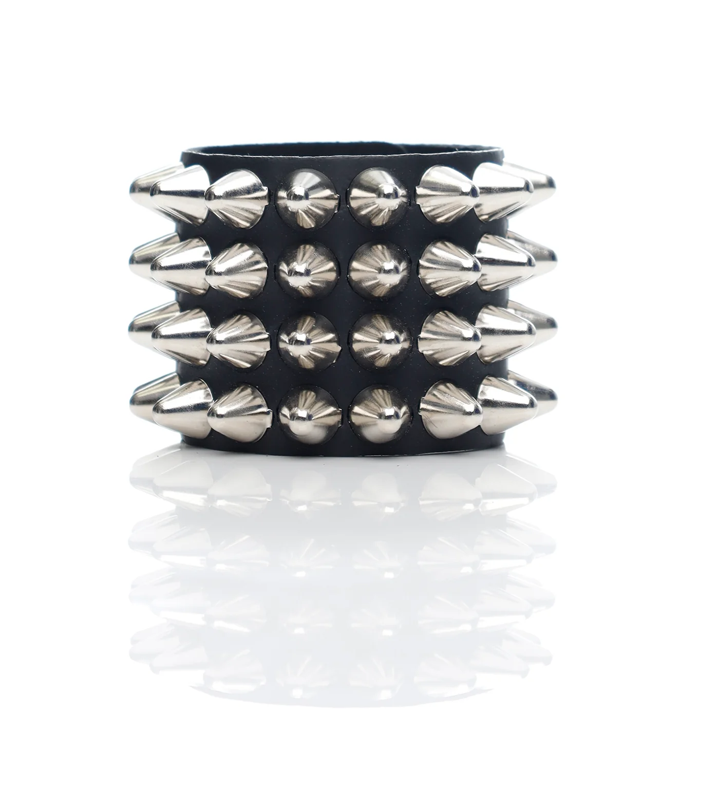 4 Row Large UK77 Bracelet, Black/Silver