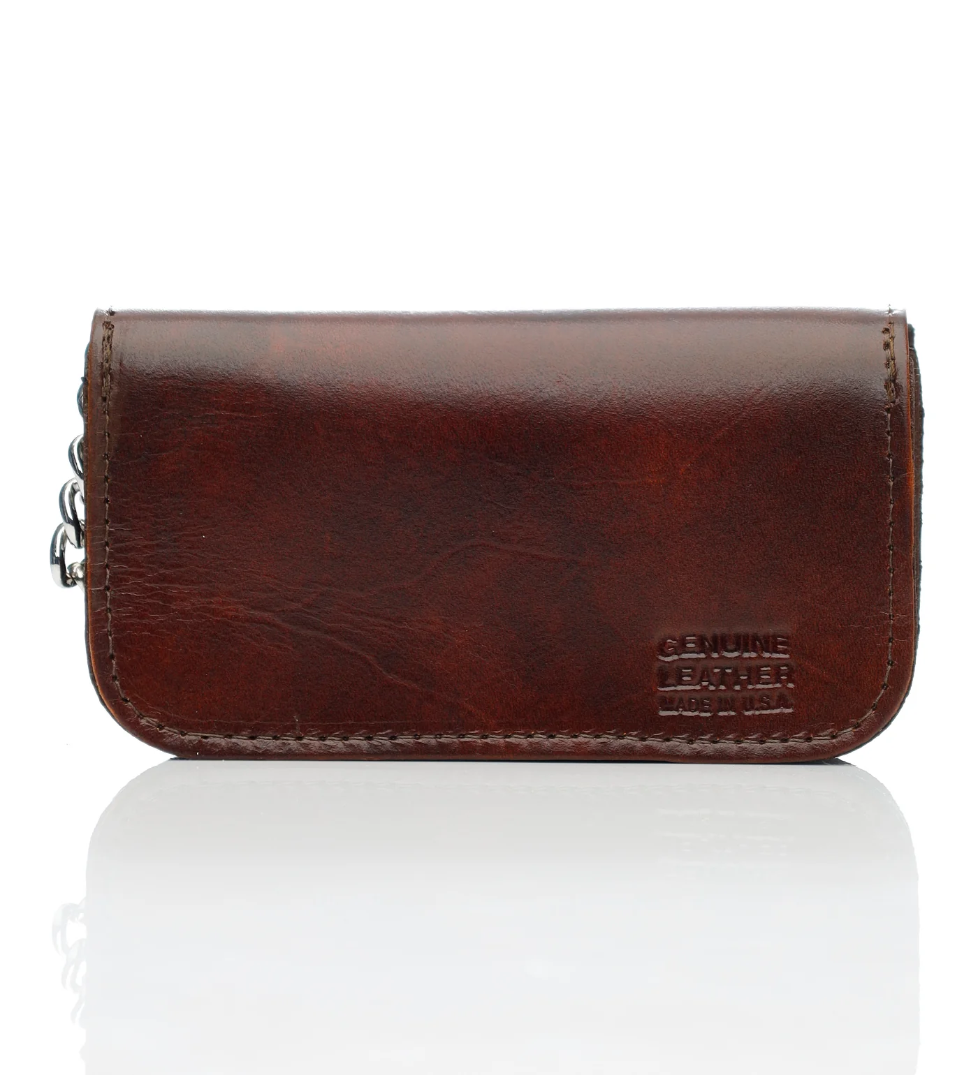 6" Antique Finish Biker Wallet, Antique Brown - Image 2