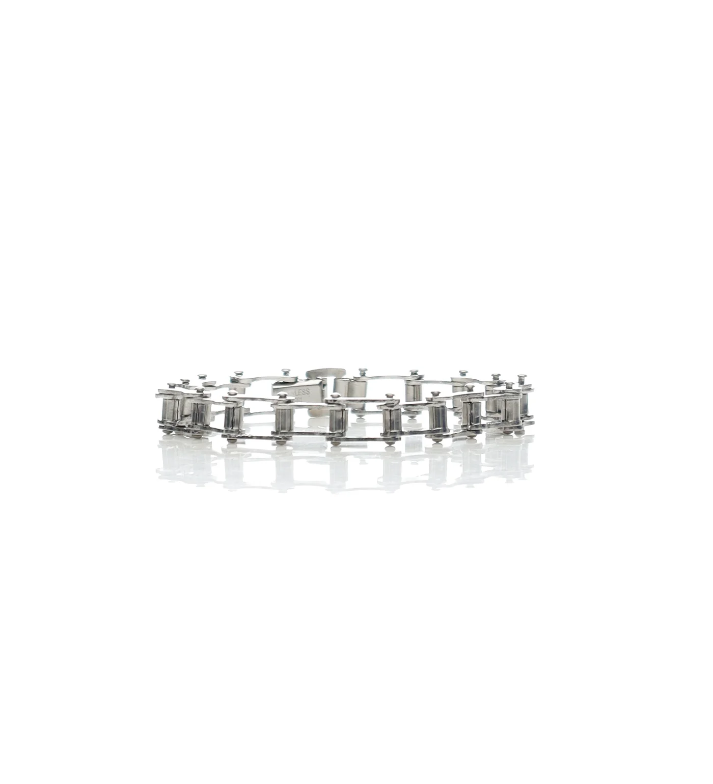 8in 1/4" Wide Bike Chain Bracelet , Silver(2D)