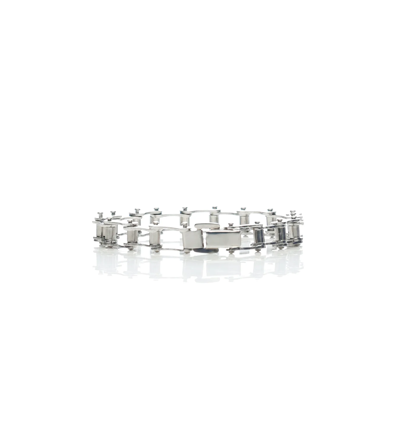 8in 1/4" Wide Bike Chain Bracelet , Silver(2D) - Image 2