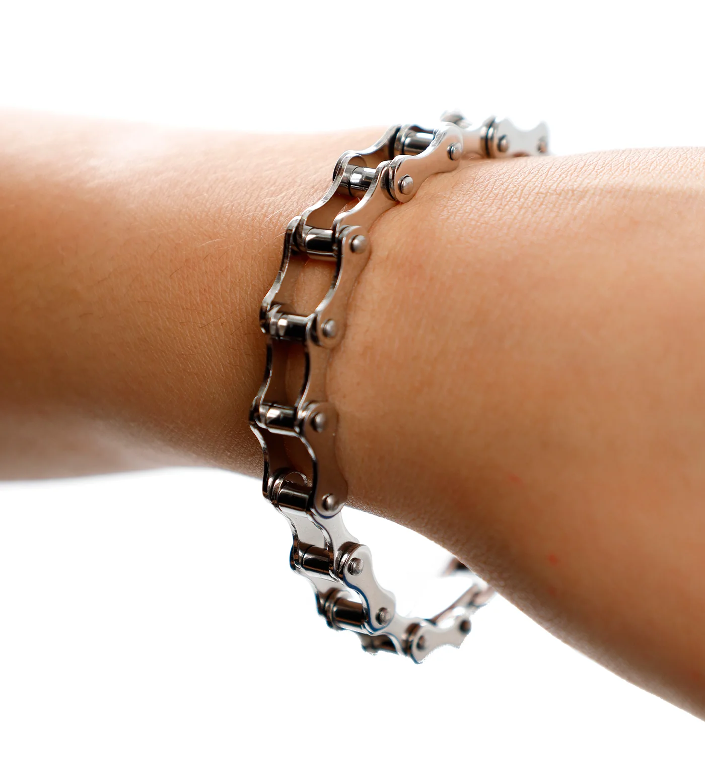8in 1/4" Wide Bike Chain Bracelet , Silver(2D) - Image 3