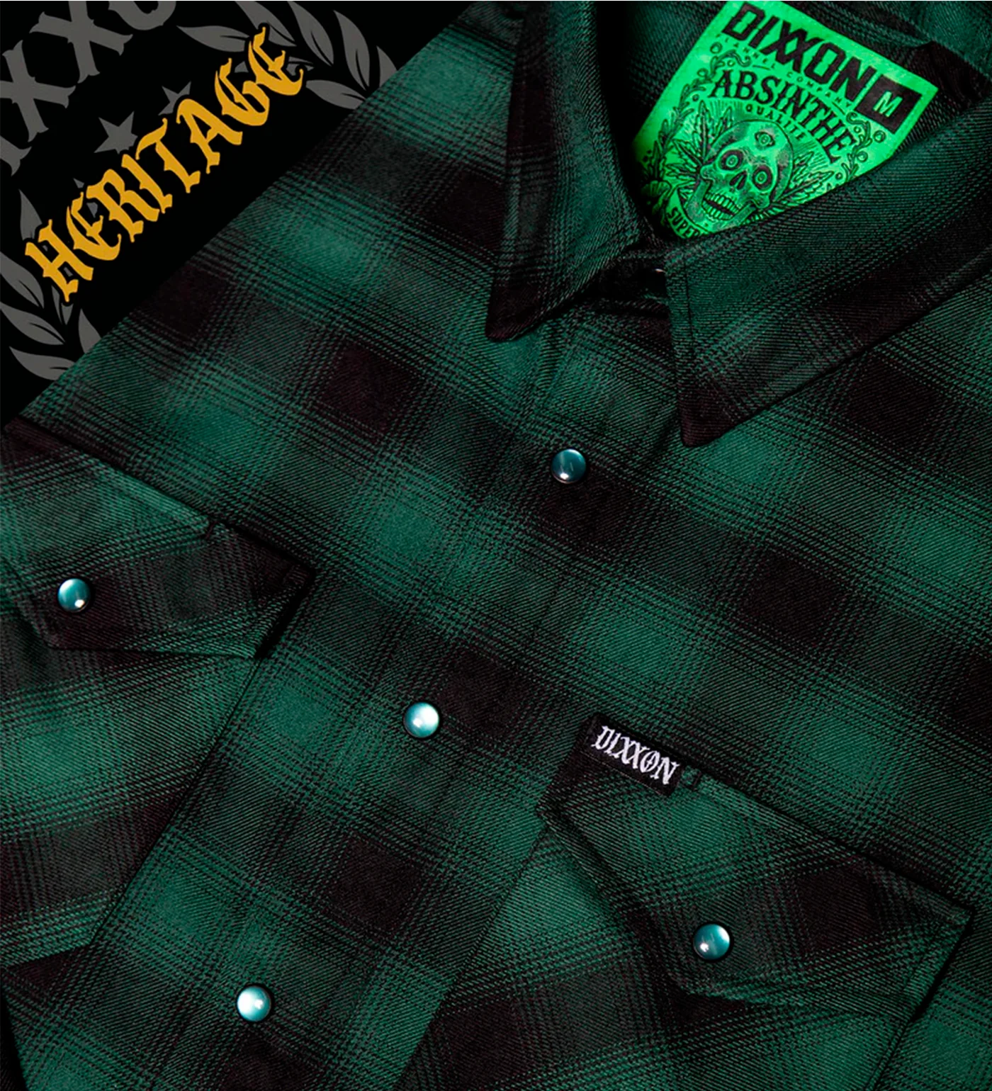 Absinthe Heritage Flannel, Green/Black - Image 2