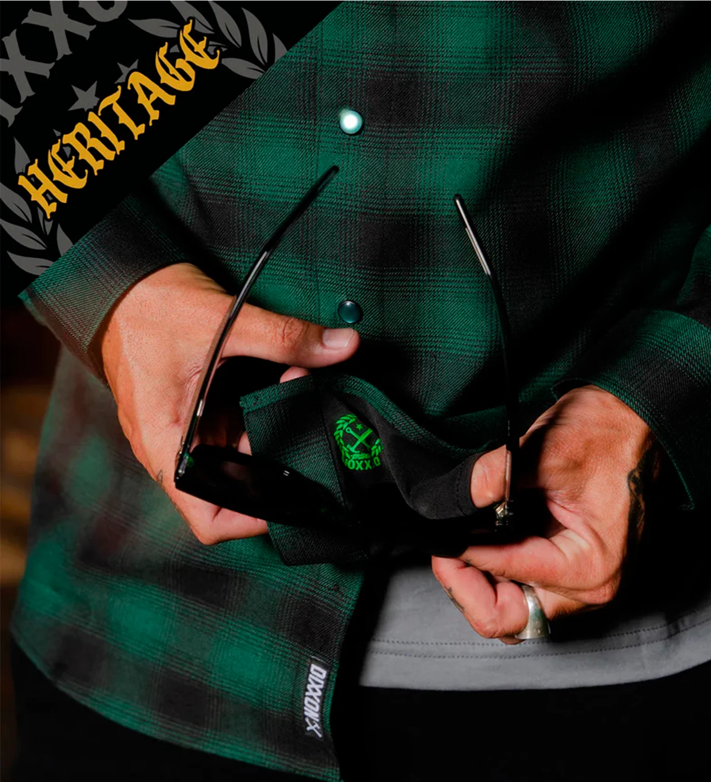 Absinthe Heritage Flannel, Green/Black - Image 4