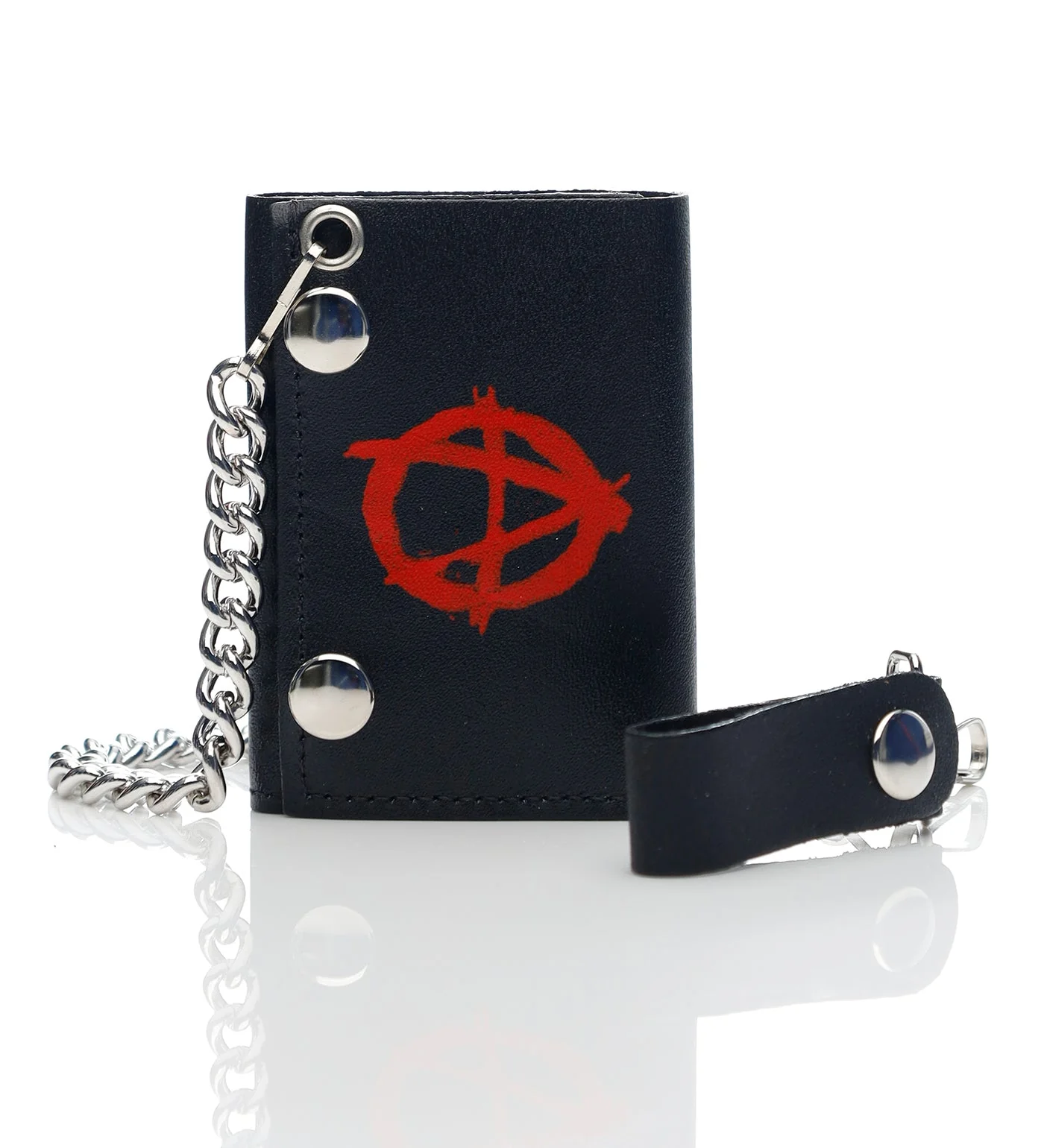 Anarchy Tri-fold Wallet W/Chain TC304-8, Black/Red