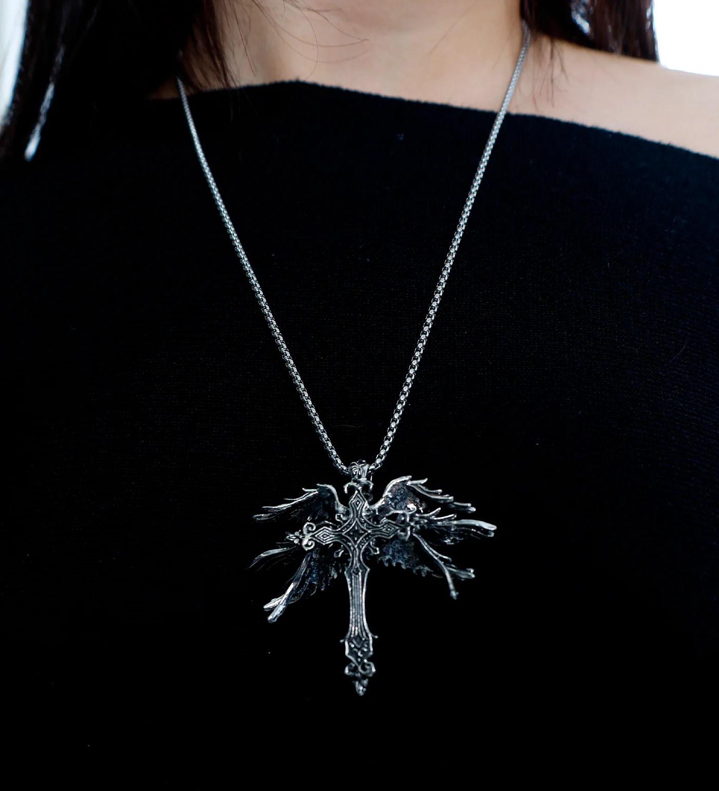 Angel Wings Cross, Silver(2A) - Image 4