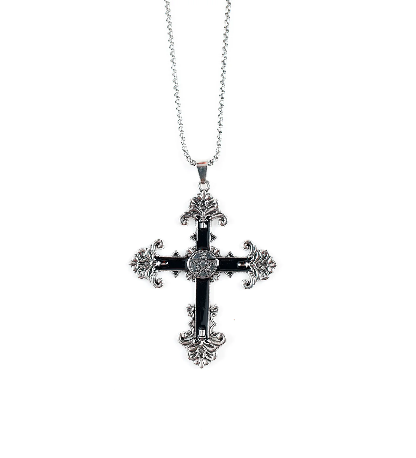 Angelic Gothic Black Cross, Silver (2A)