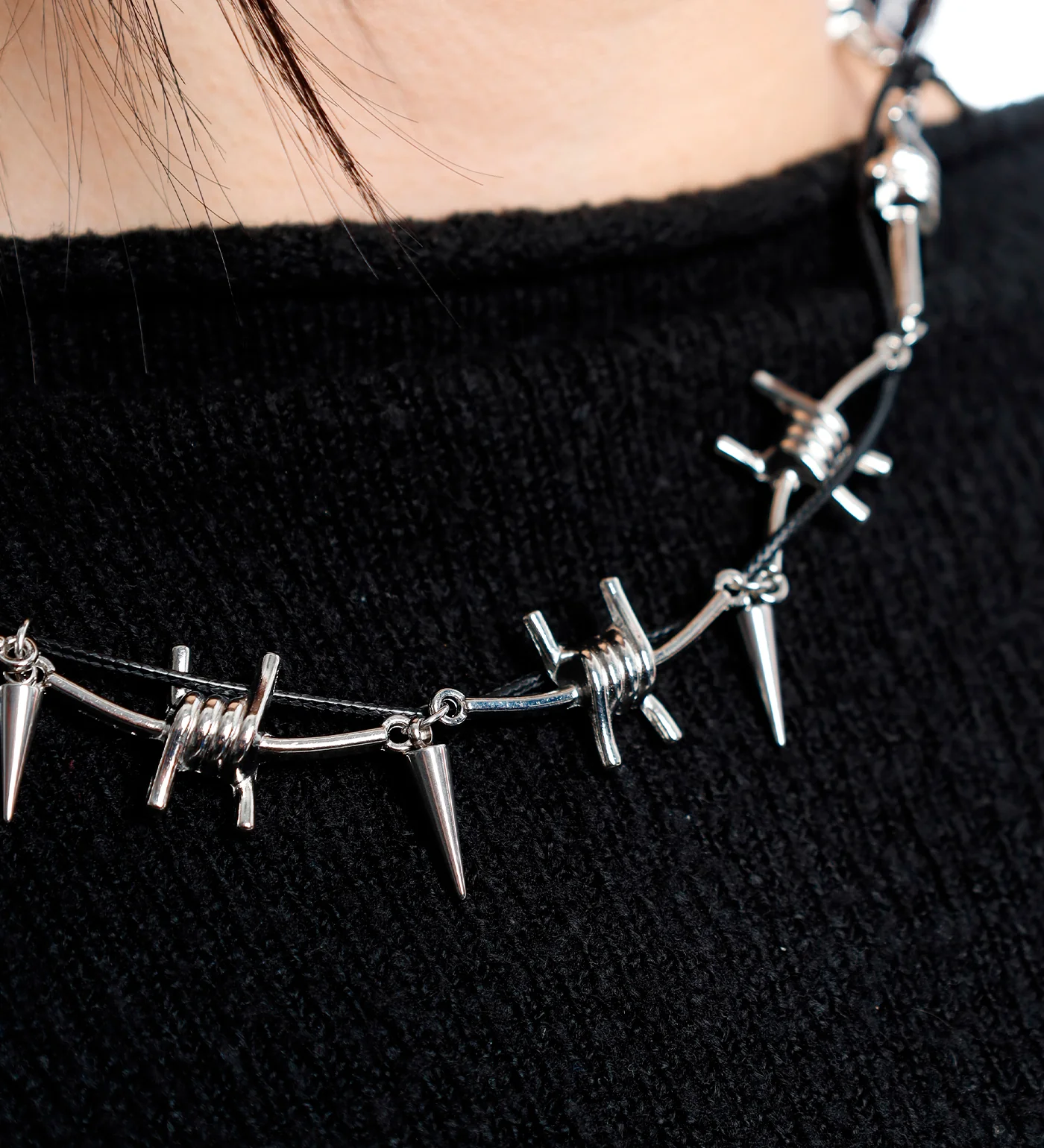 Barbed Wire Spiked Multi Chain, Silver (2E) - Image 5