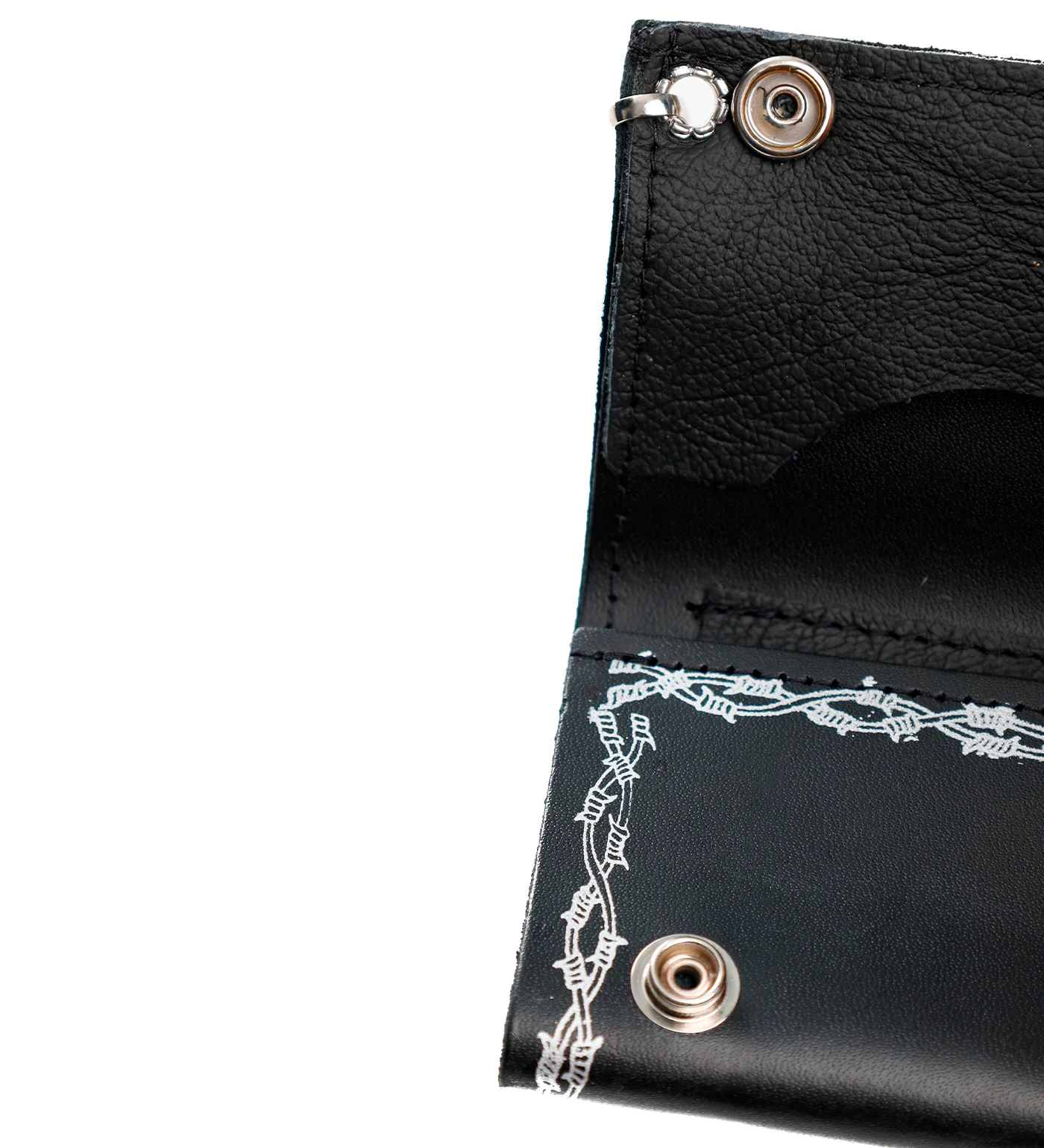 Barbed Wire Tri-fold Wallet W/Chain TC304-1, Black/Silver - Image 3