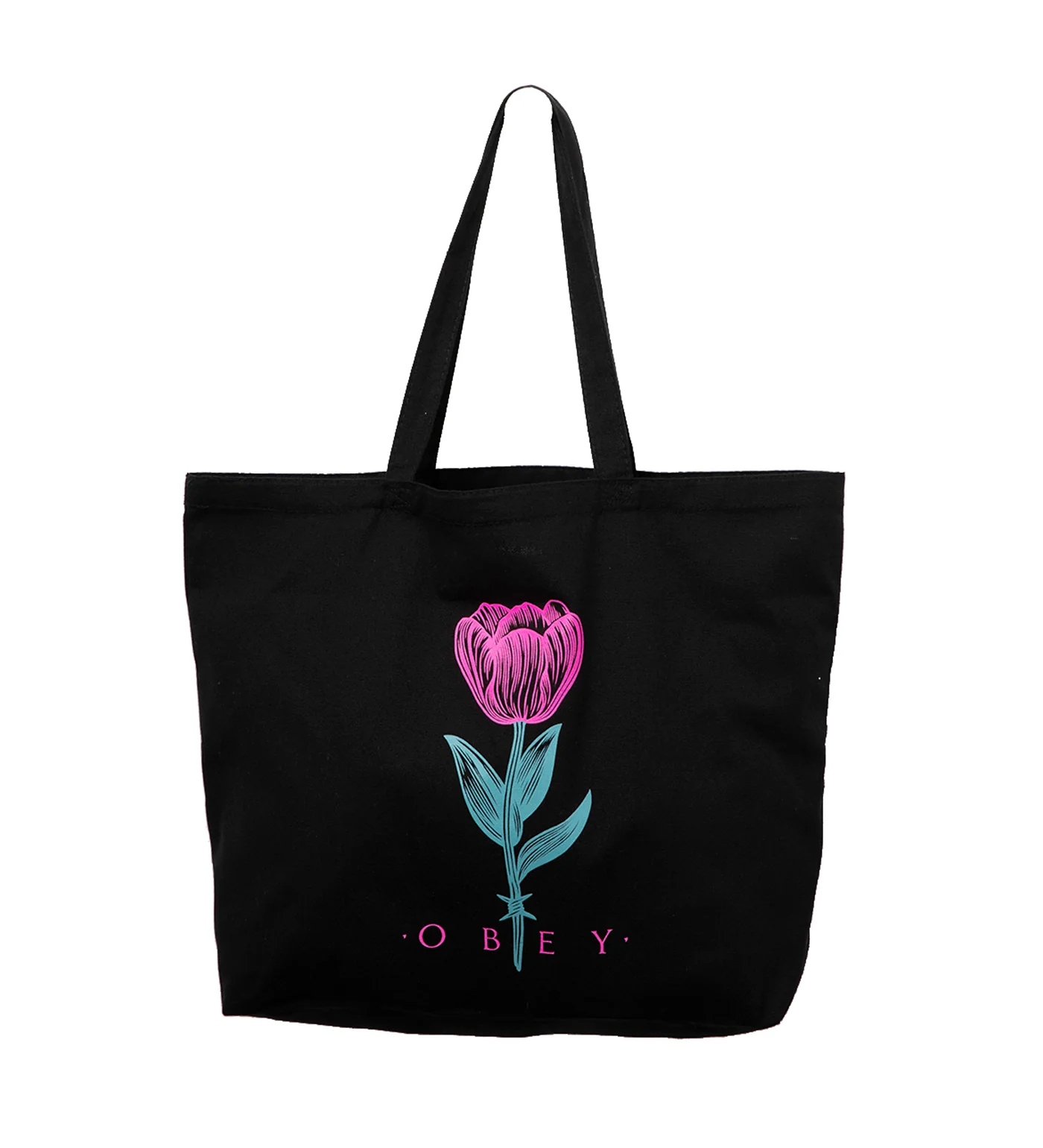 Barbwire Flower Tote Bag, Black