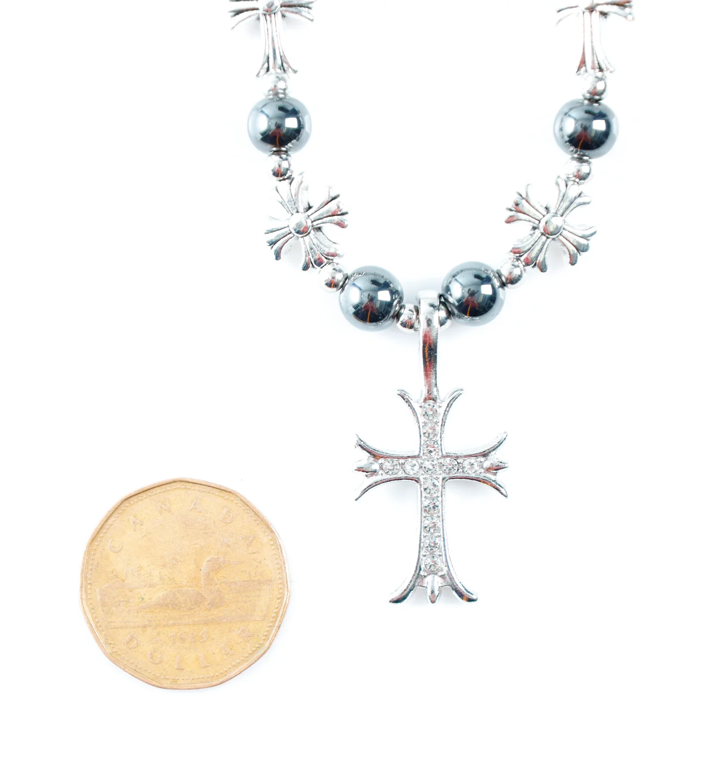 Beaded Cross Stainless, Silver (2A) - Image 2