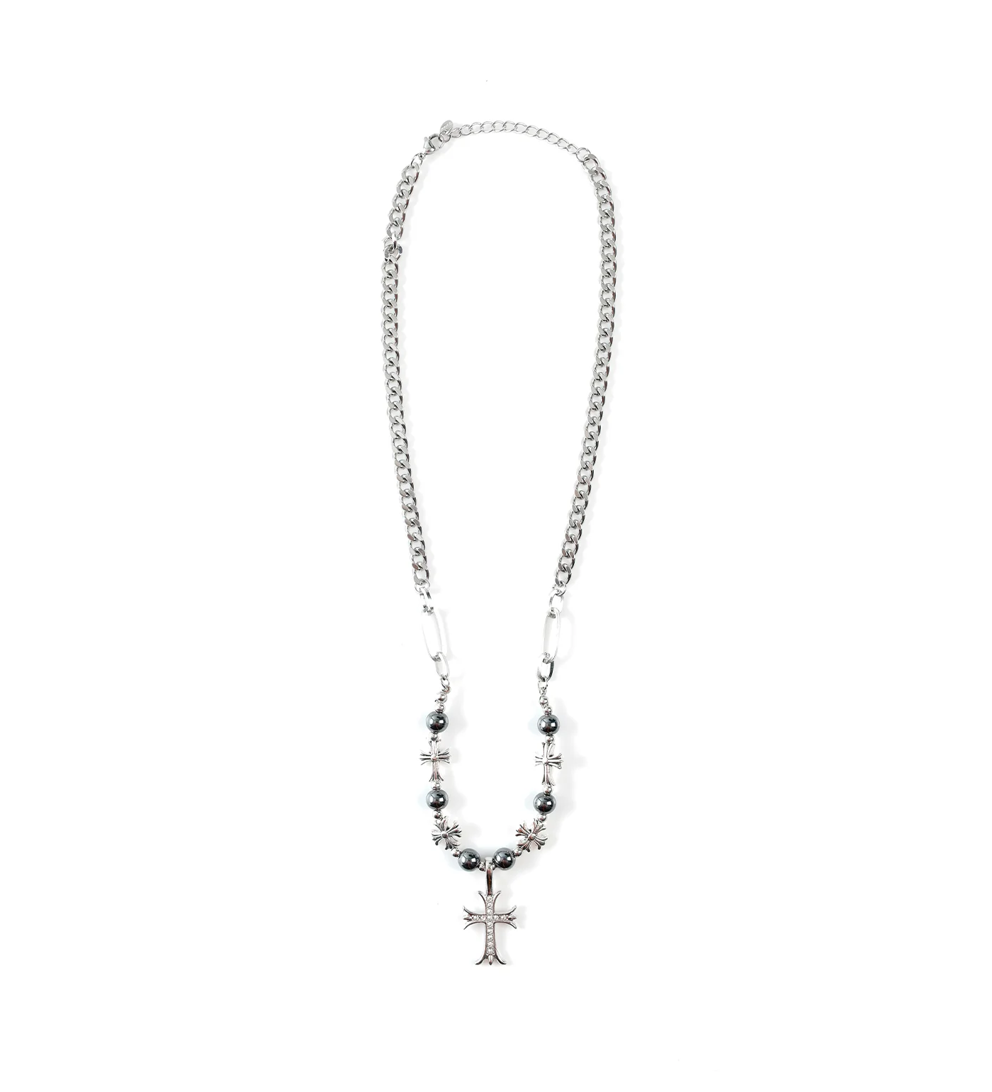Beaded Cross Stainless, Silver (2A) - Image 3