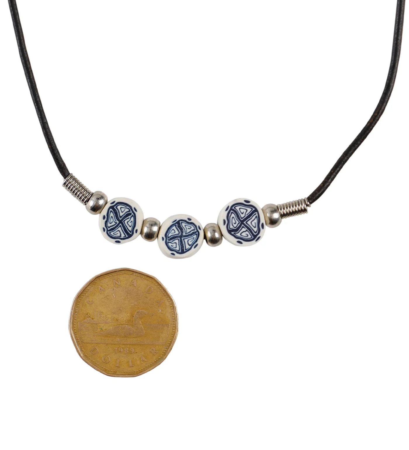 Beaded String Necklace, Black/Silver/Blue/White(2F) - Image 2