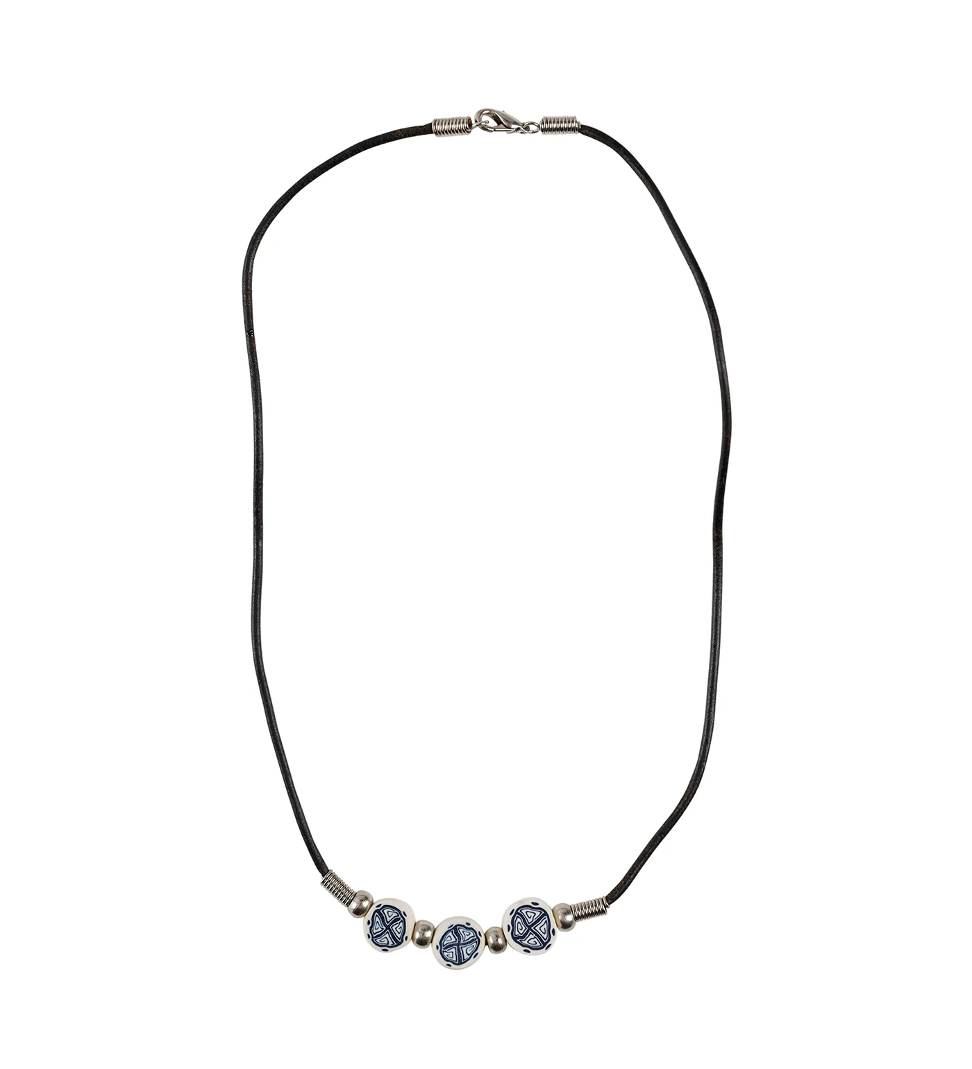 Beaded String Necklace, Black/Silver/Blue/White(2F) - Image 3